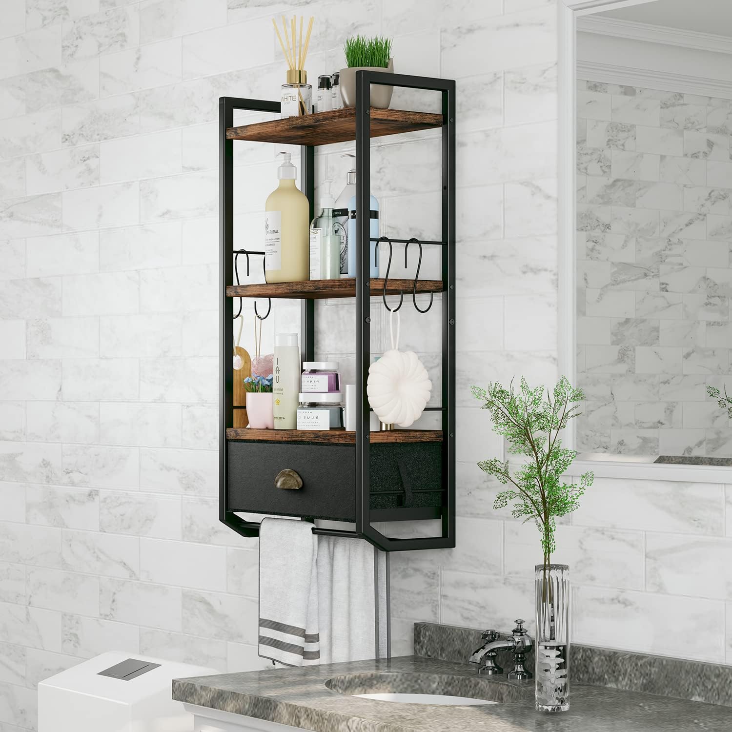 Wall-Mounted Bathroom Towel Organizer 3 Tier