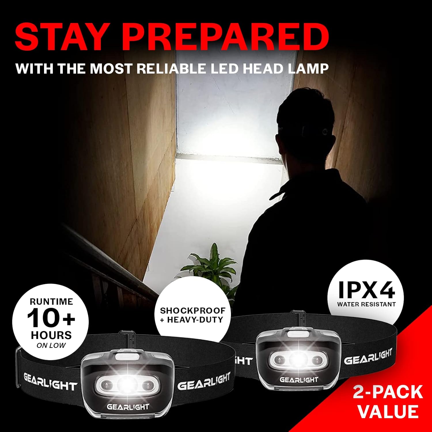 GearLight 2-Pack LED Headlamp