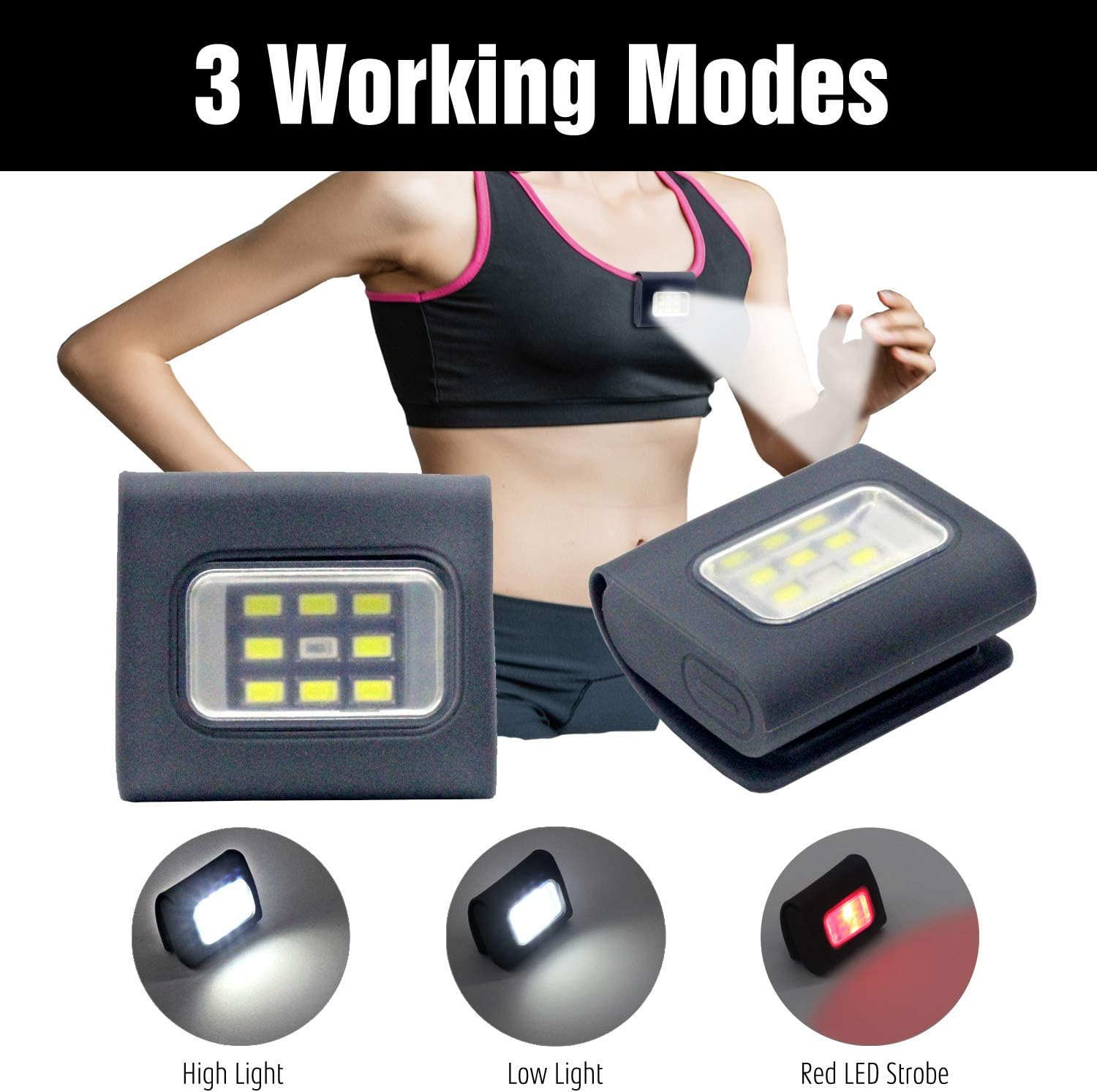 HOKOILN 2-Pack LED Running Lights for Runners - Rechargeable Bright Durable