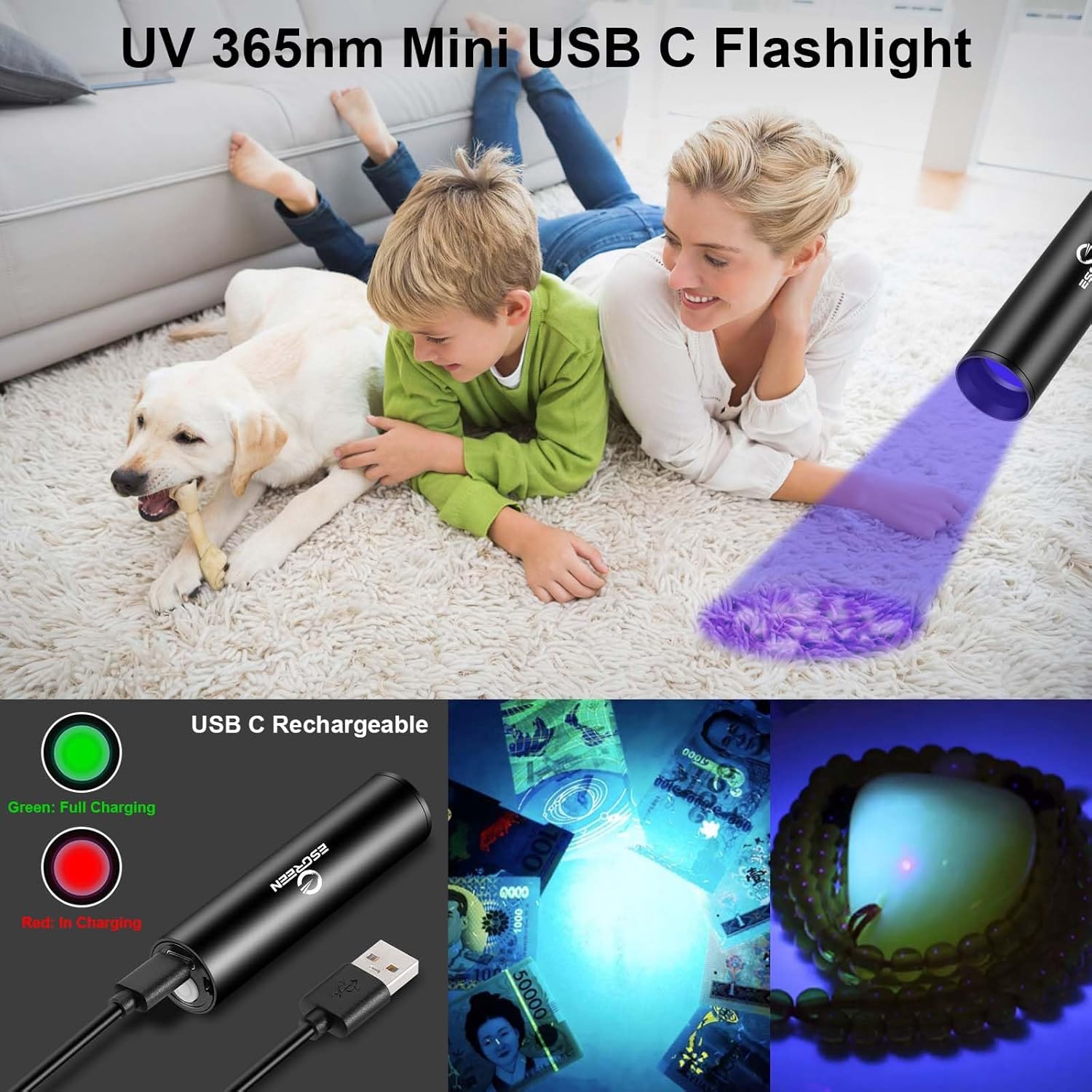 ESGREEN Rechargeable Flashlight with 5000ft Beam