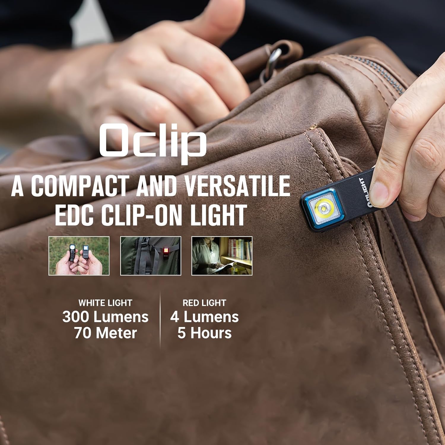 OLIGHT Oclip Rechargeable Dual Light Source EDC Clip-On Flashlight - 300 Lumens