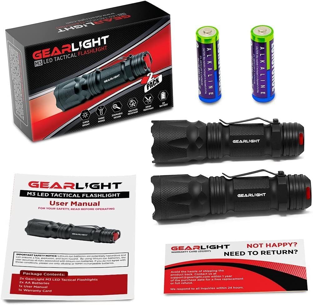 GearLight M3 Two-Battery LED Flashlight Compact tactical