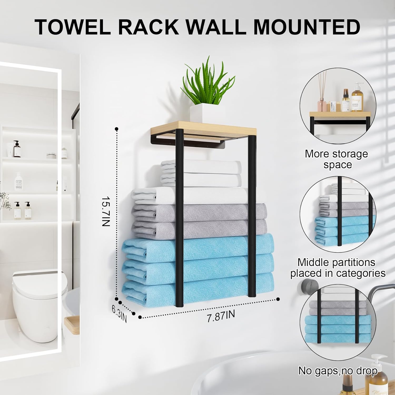 Bathroom Towel Rack Black