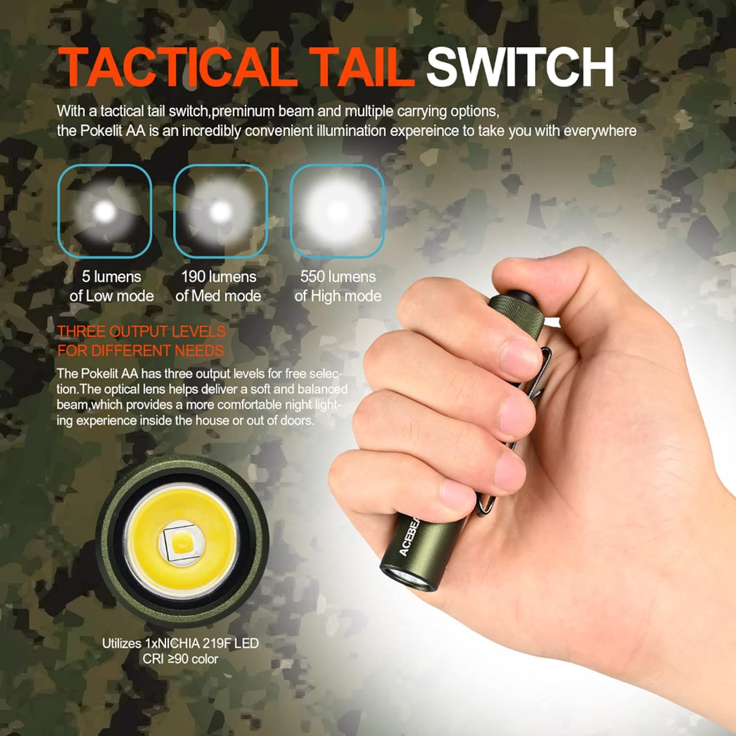Rechargeable Mini Flashlight with Clip - 550 High Lumens