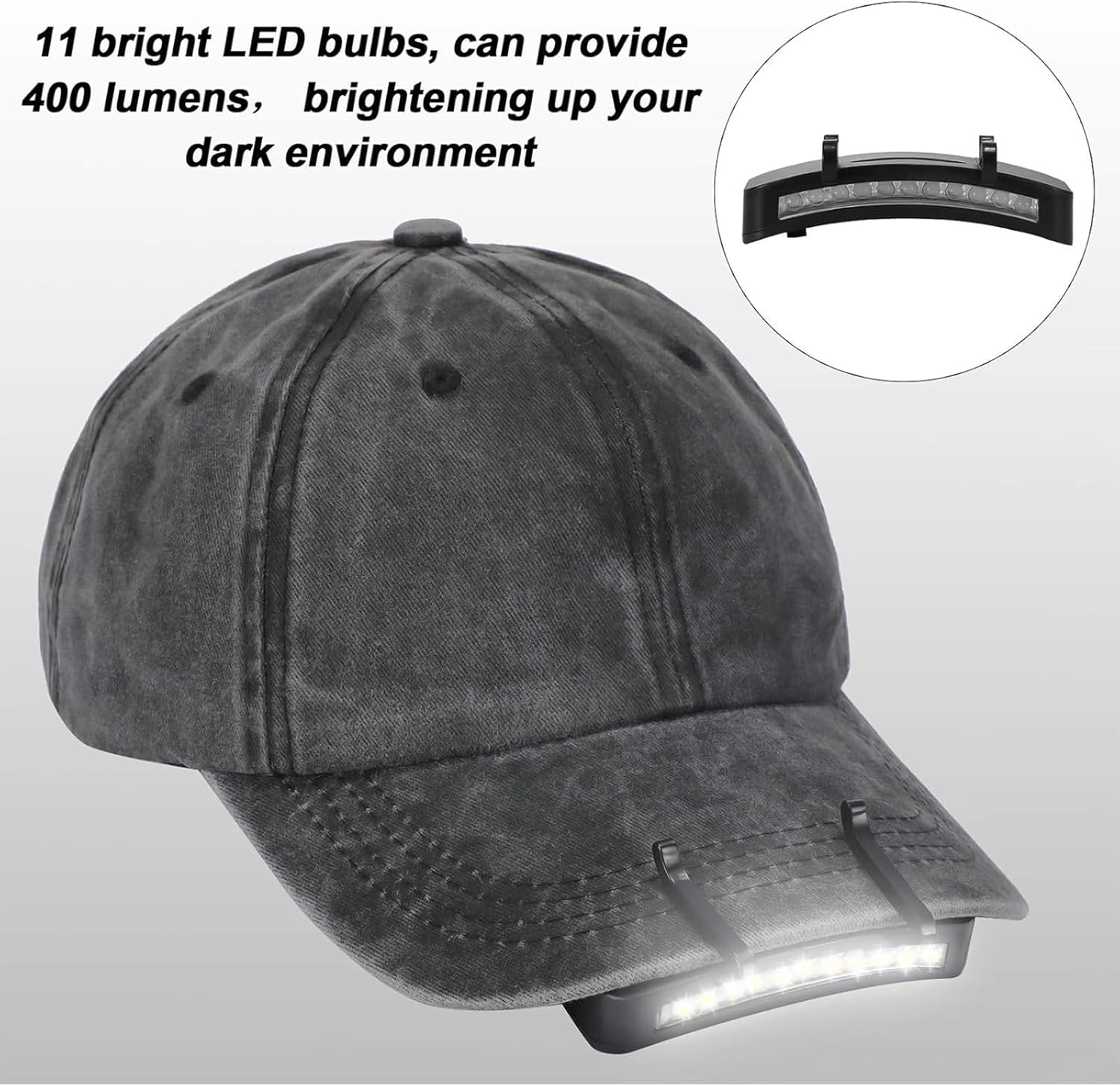 Mudder 2-Piece Hat Light Clip 11 LED Cap Lights