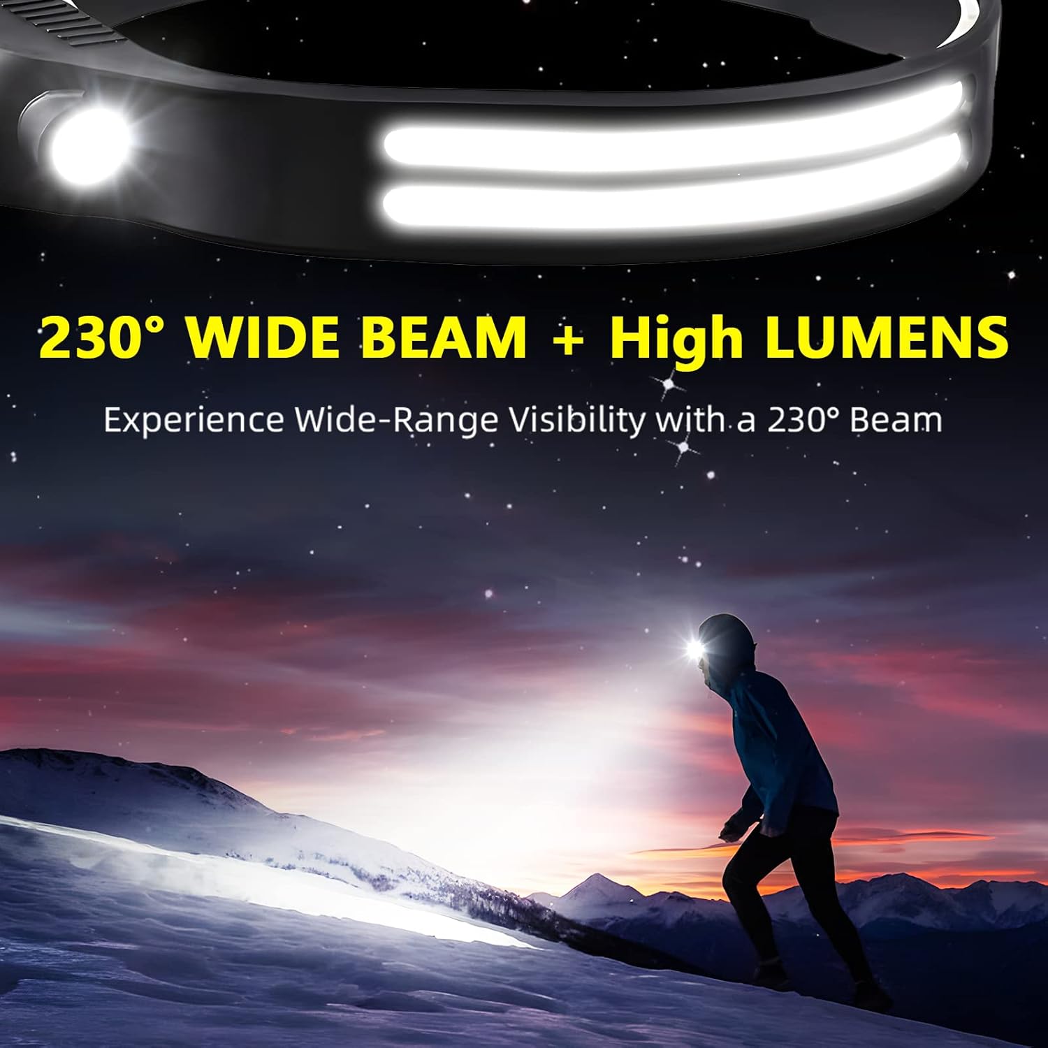 Beccason LED Headlamp Set - 4 in 1 Rechargeable 230 Beam camping essentials