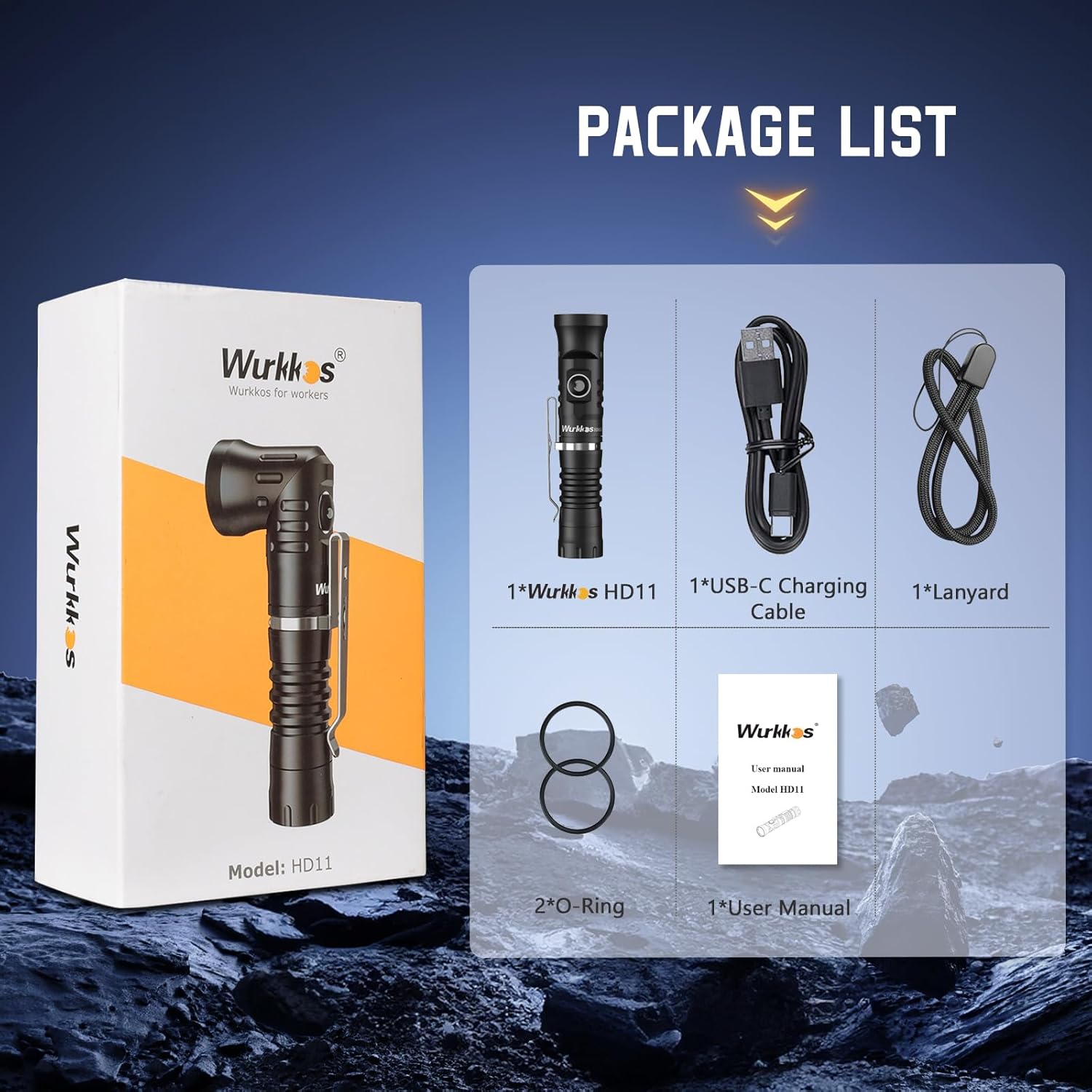 Wurkkos HD11 Right Angle Flashlight with 1800 Lumens Magnetic Flashlight