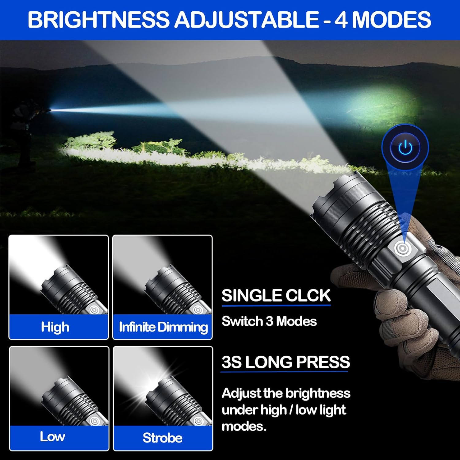 YLQFH 3 Pack Rechargeable Flashlights High Lumens