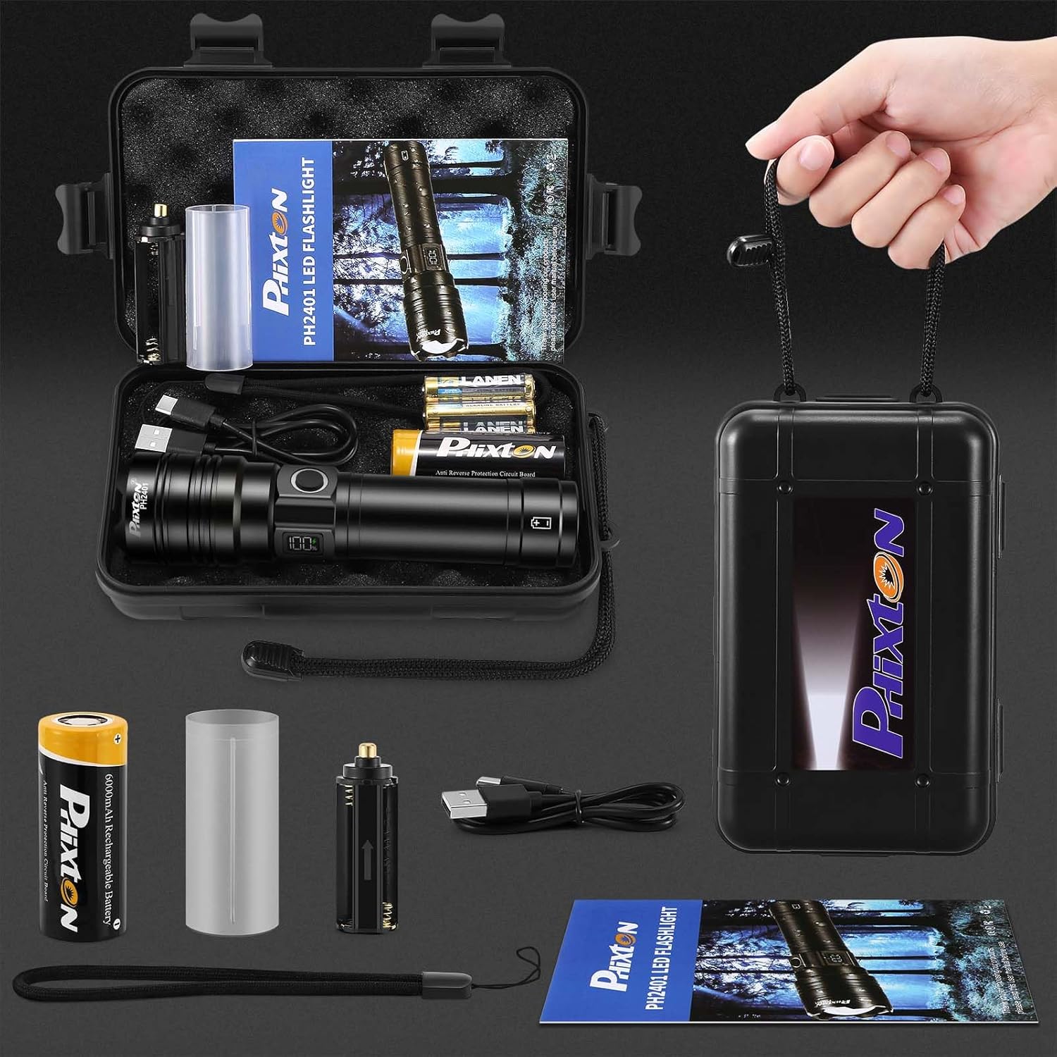 Rechargeable flashlight for emergency use - High brightness LED