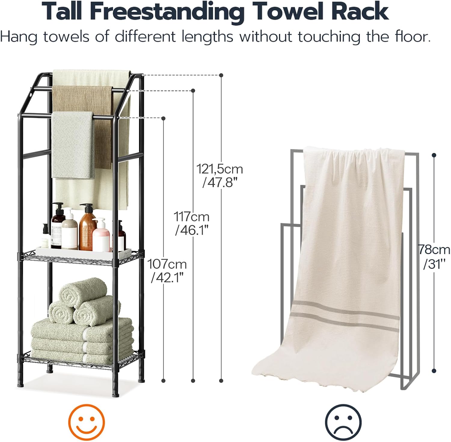 HOOBRO 478 Tall Freestanding Towel Rack
