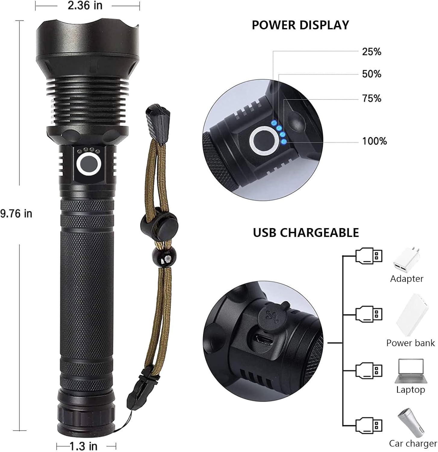 Brighter nights with Lyltings rechargeable LED flashlight 990000 lumens 5 modes waterproof reliable