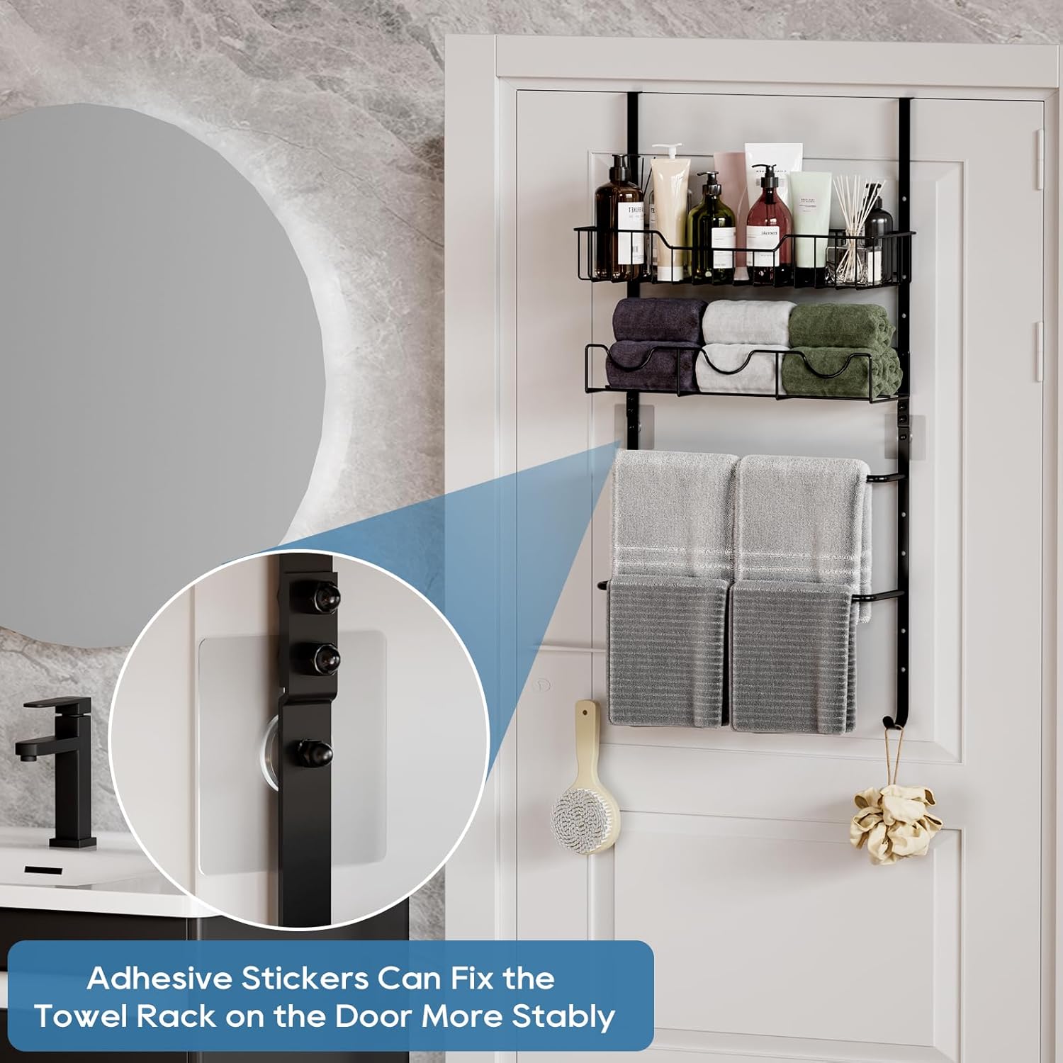 4-Tier Towel Rack for Bathroom Over the Door