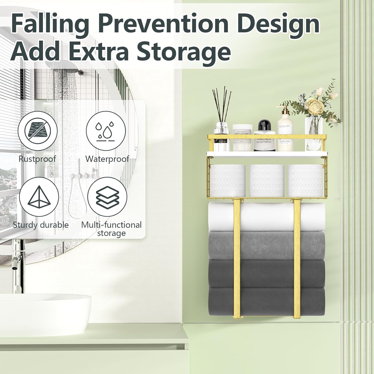 Stylish Floating Towel Rack with Decorative Design