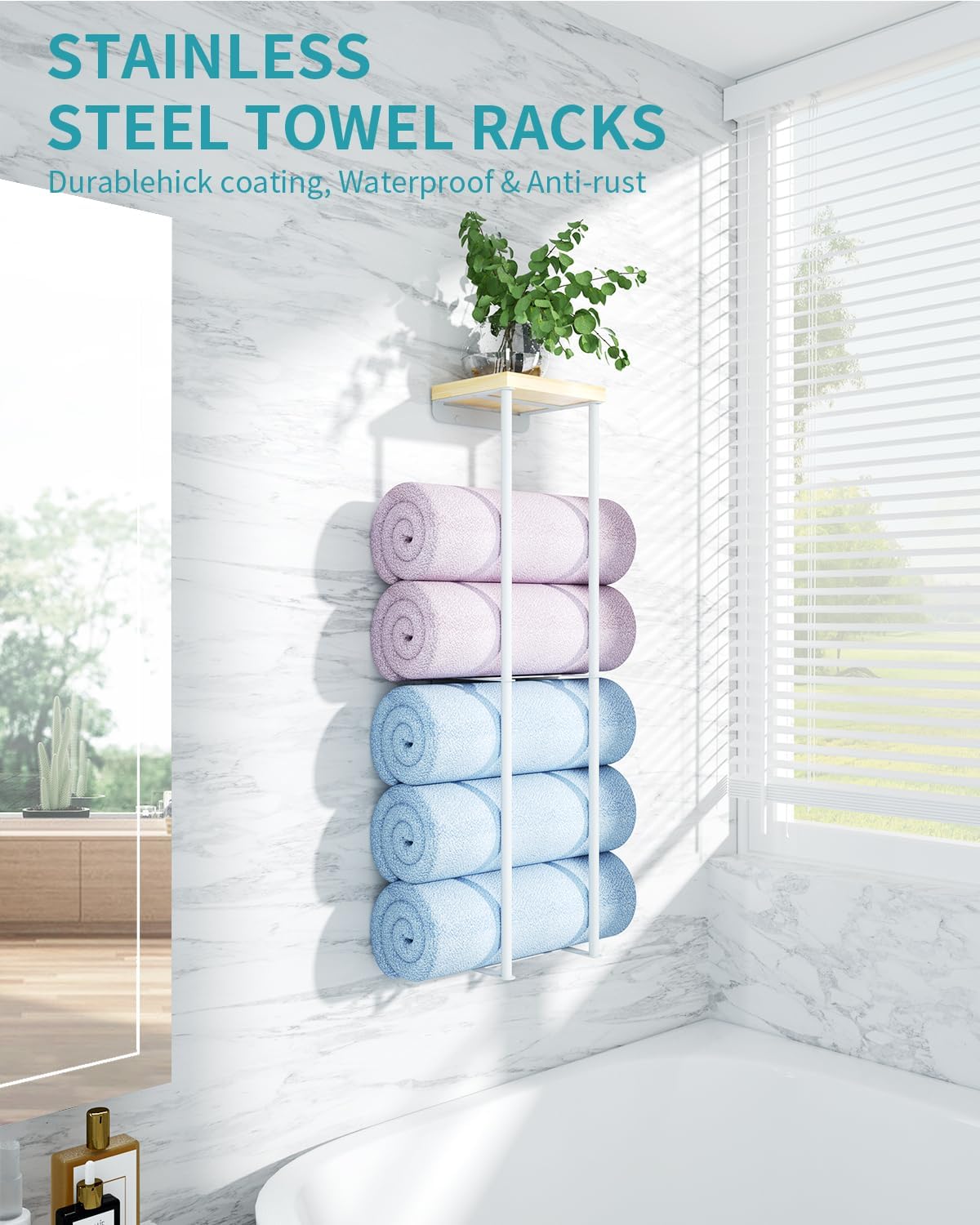 Anfeichen 2-Tier Wall Towel Rack White