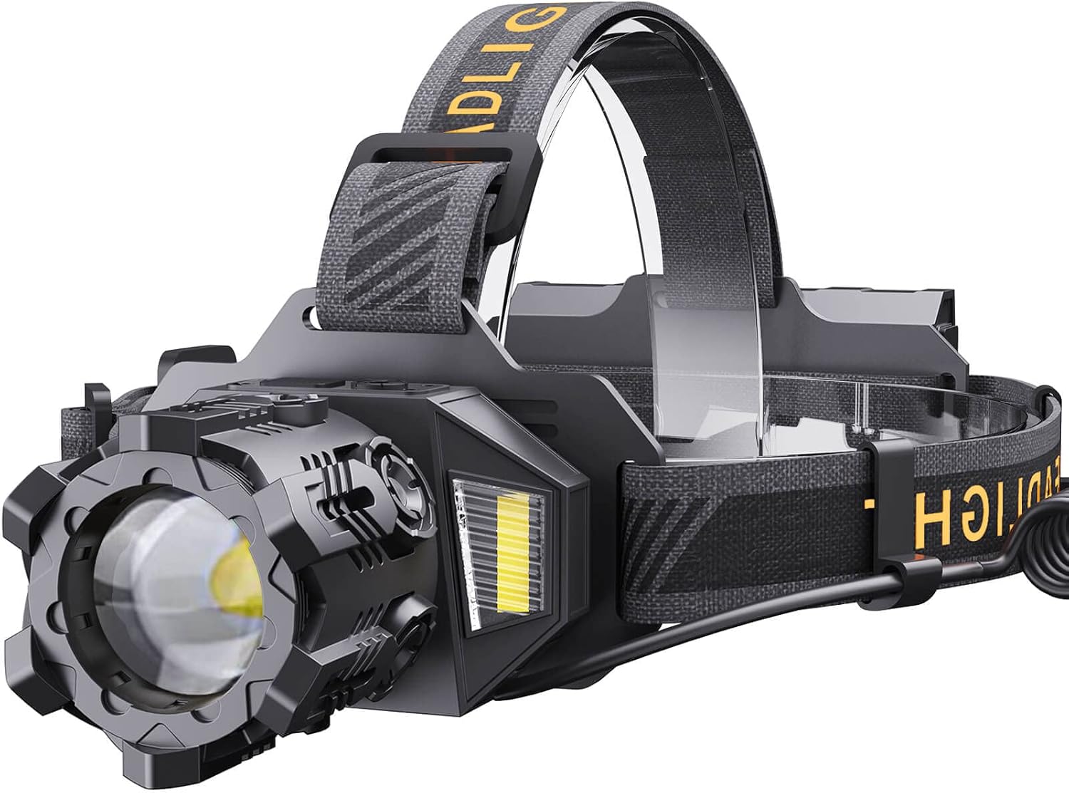 90000 Lumens Rechargeable Headlamp - Waterproof Hard Hat Design