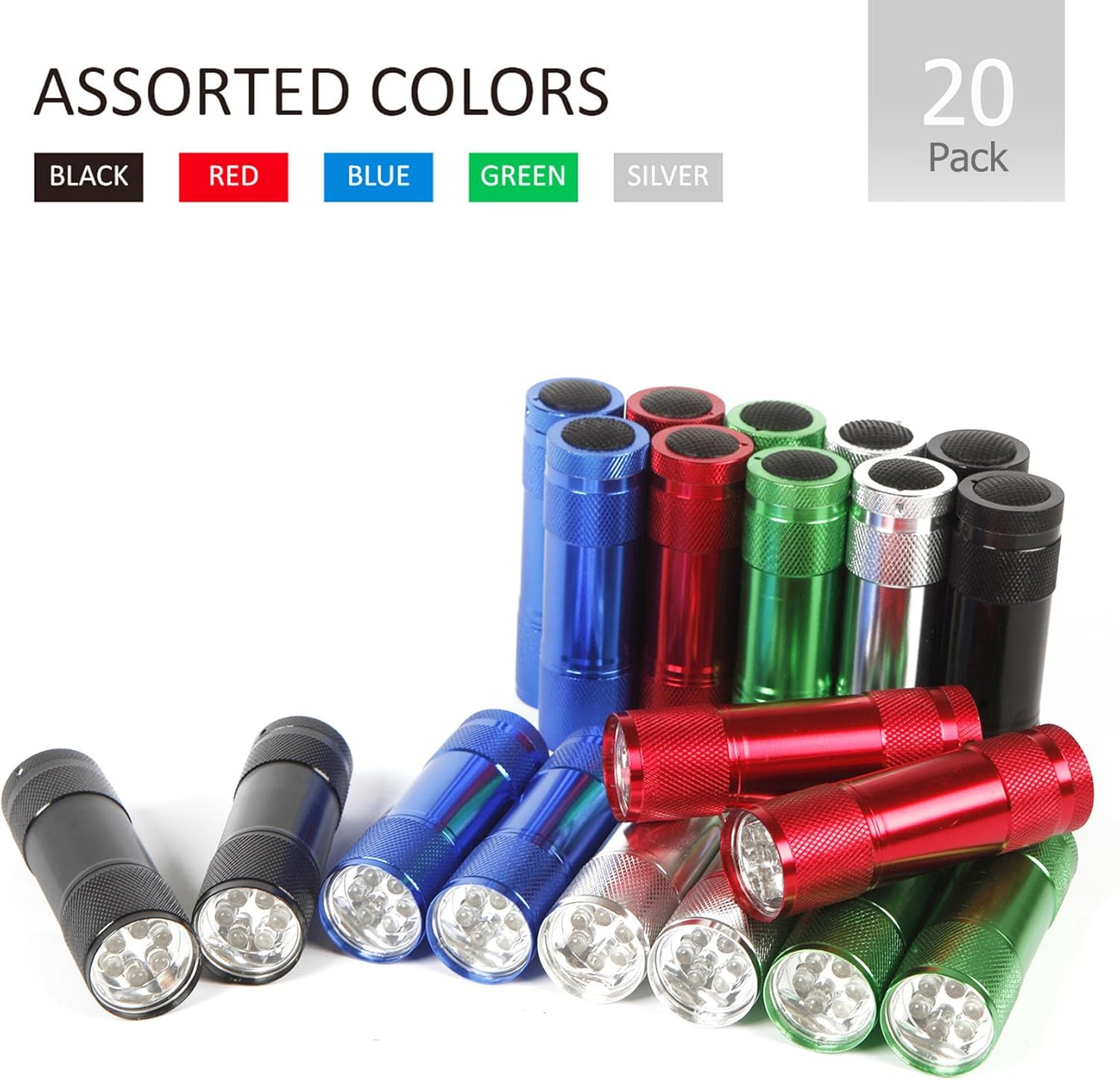 JS20-LED Aluminum Flashlight Set with Lanyard Batteries Included