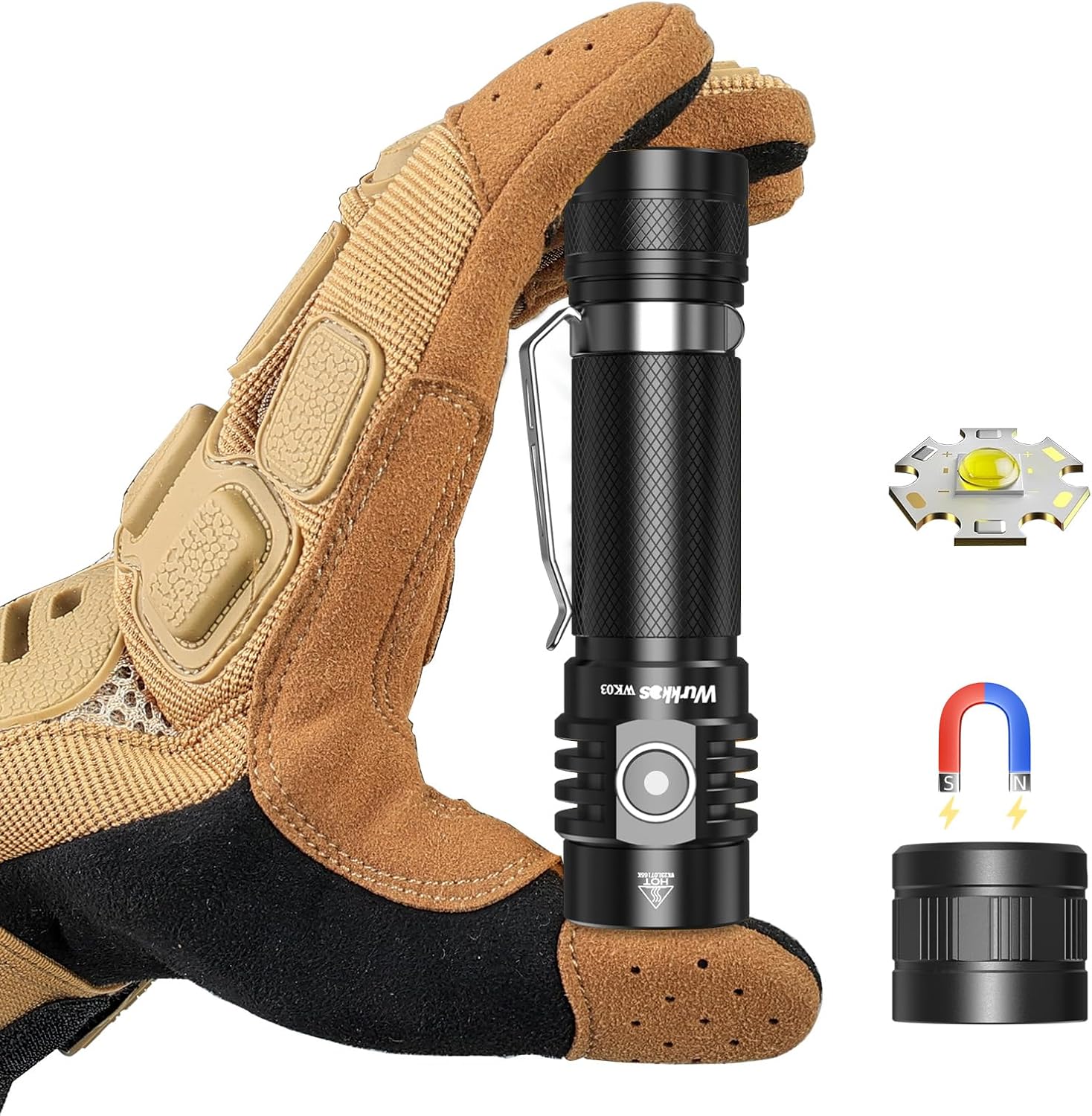 Wurkkos WK03 LED Flashlight - 6 Modes Magnetic Rechargeable Waterproof Camper