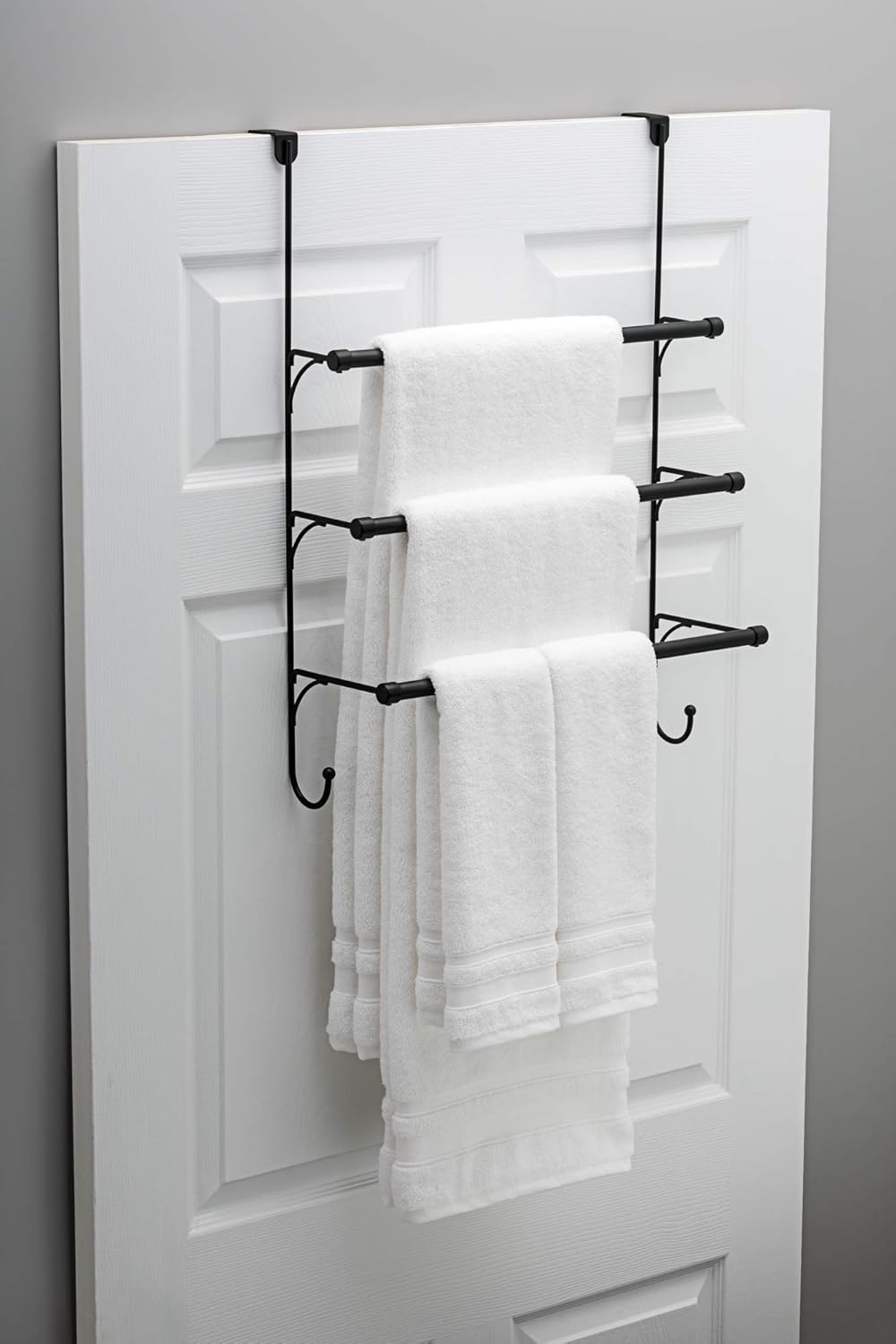 3-Tier Over-the-Door Towel Rack Matte Black