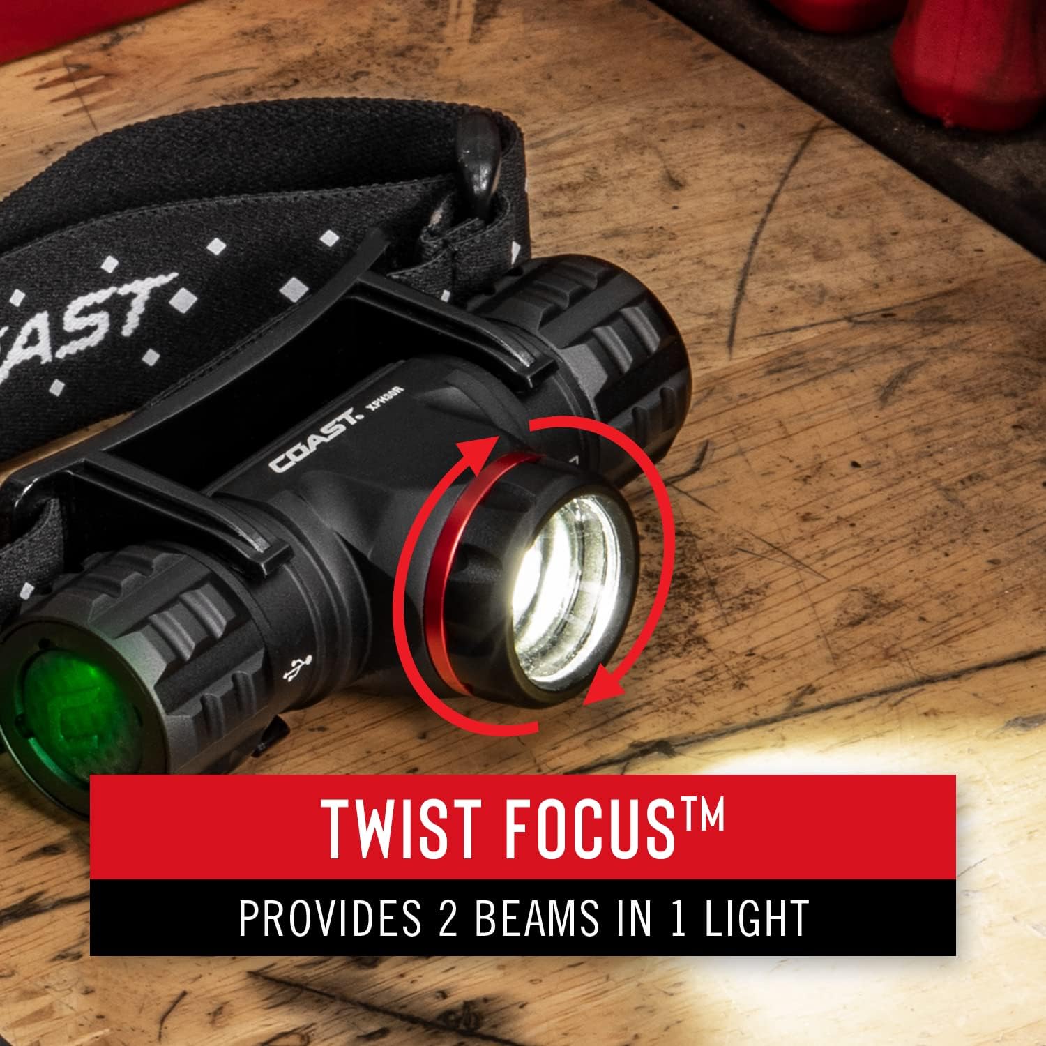 1000 LUMEN DUAL POWER FLASHLIGHT WITH PURE BEAM SLIDE FOCUS
