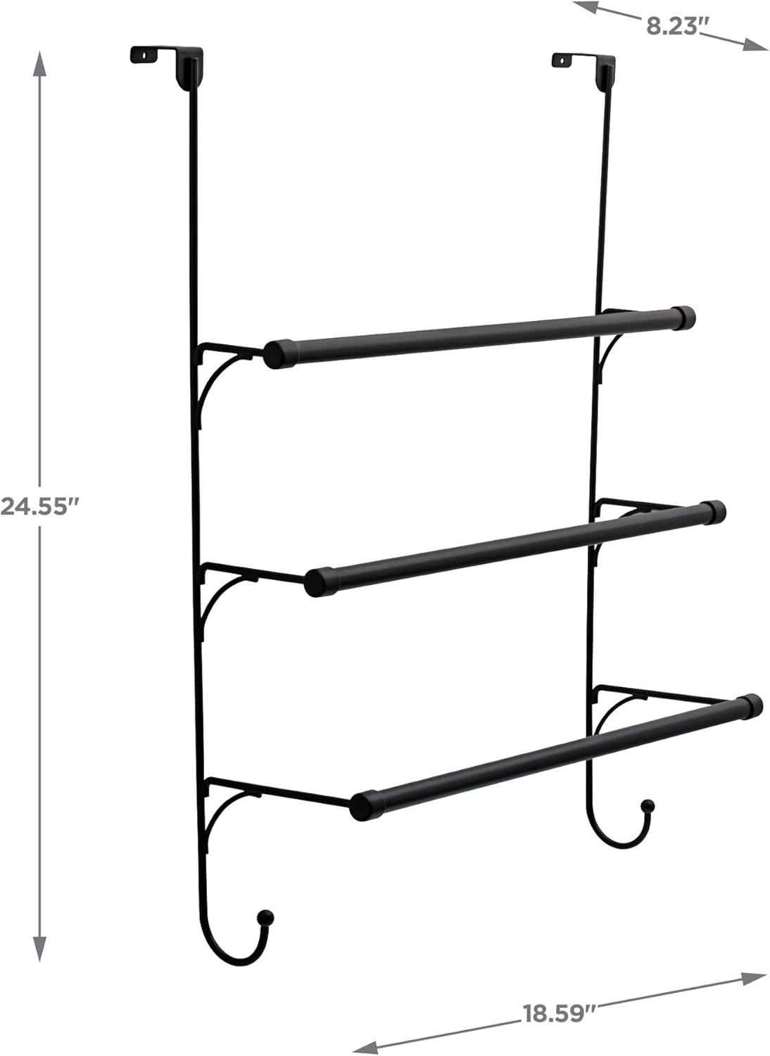 3-Tier Over-the-Door Towel Rack Matte Black