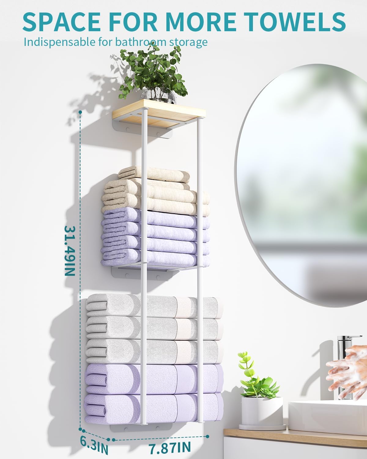 Anfeichen 2-Tier Wall Towel Rack White