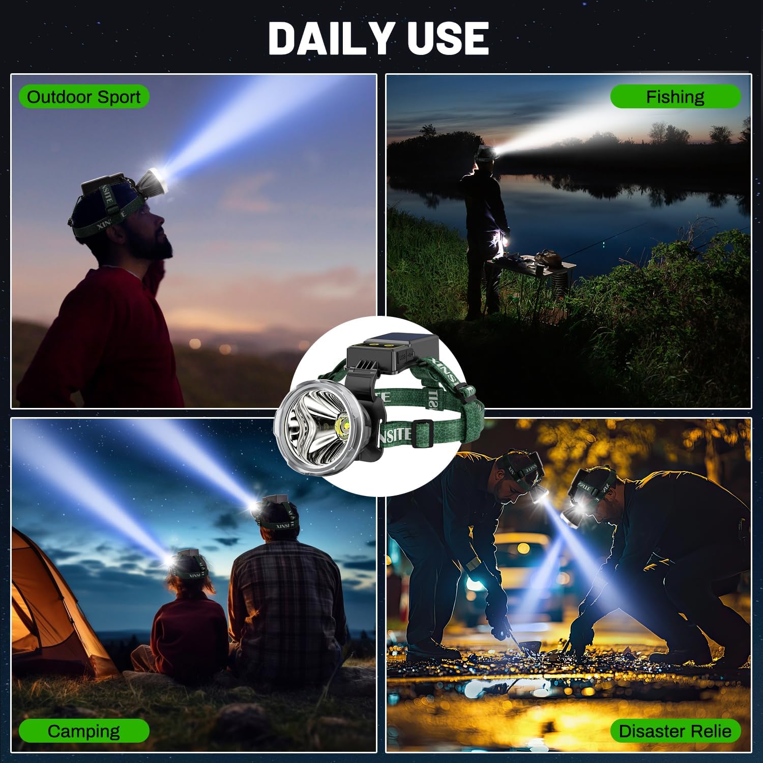 Bright Waterproof Headlamp
