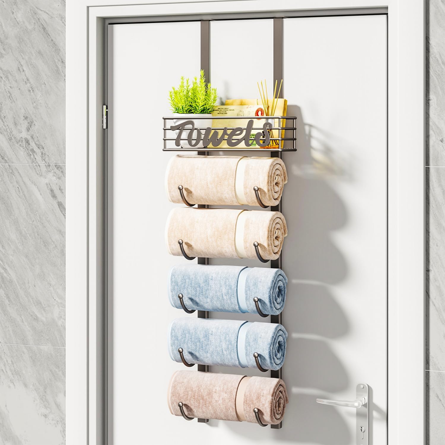 6-Tier Silver Over-the-Door Towel Organiser