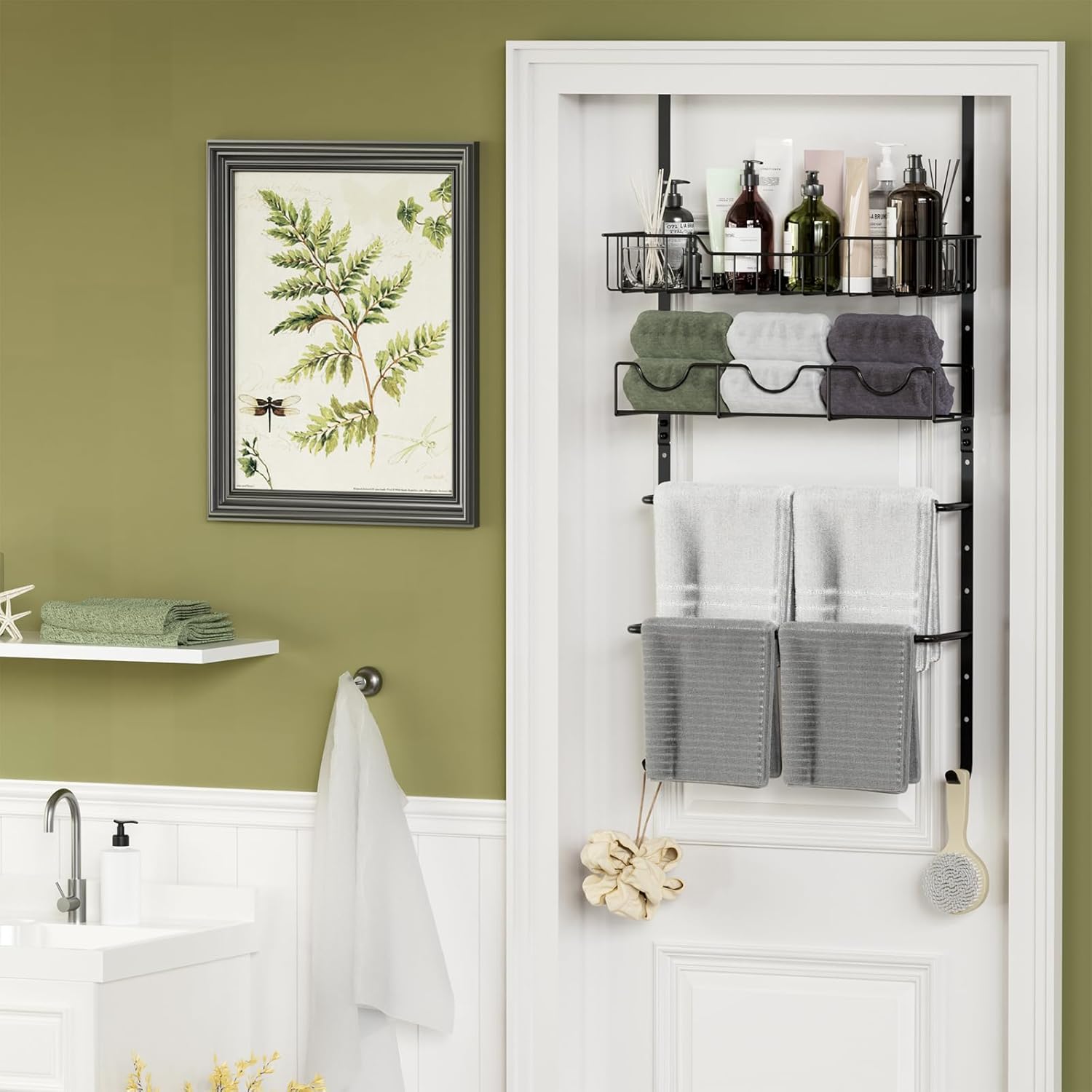 4-Tier Towel Rack for Bathroom Over the Door