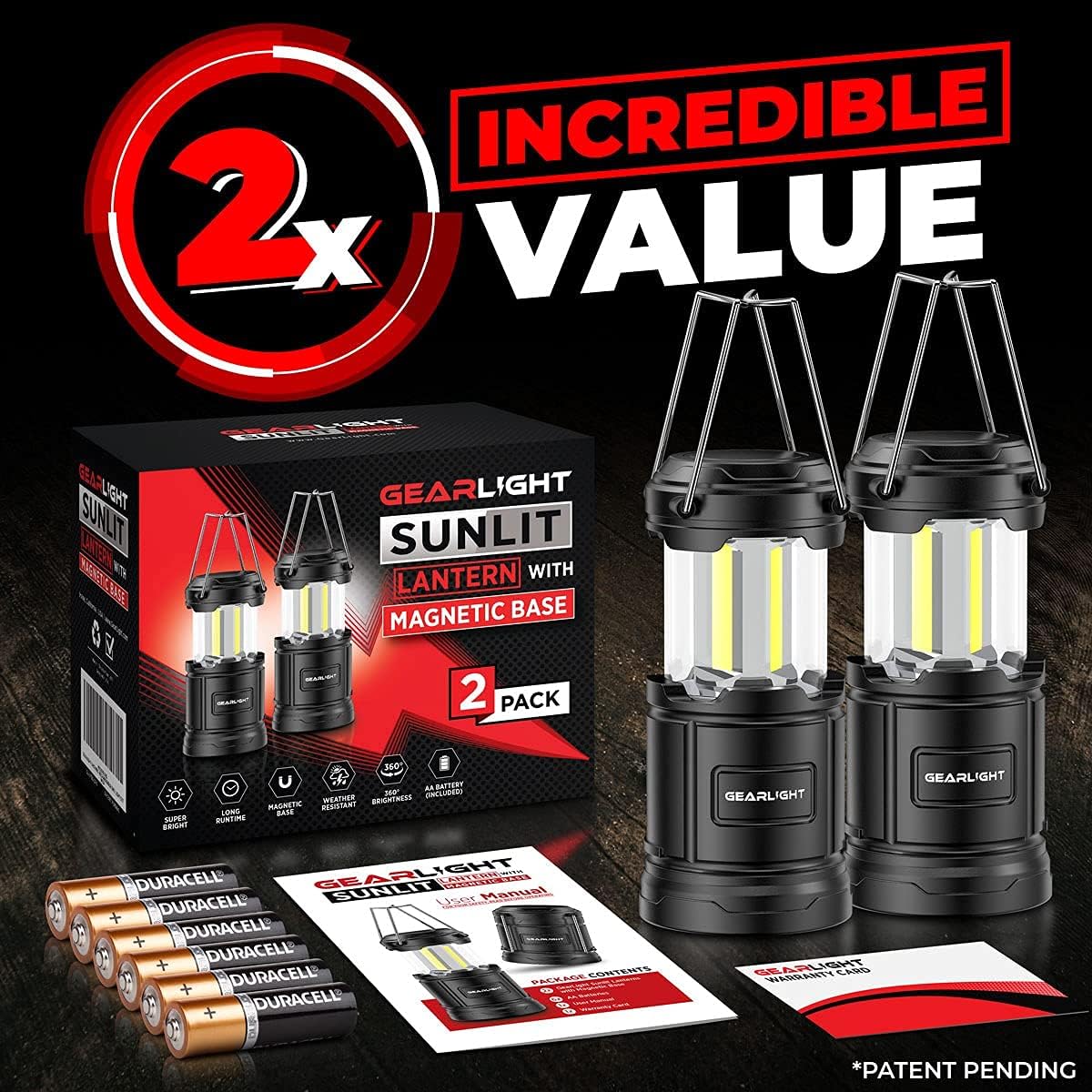 GearLight 2-in-1 Camping Lantern Portable LED with Magnetic Base