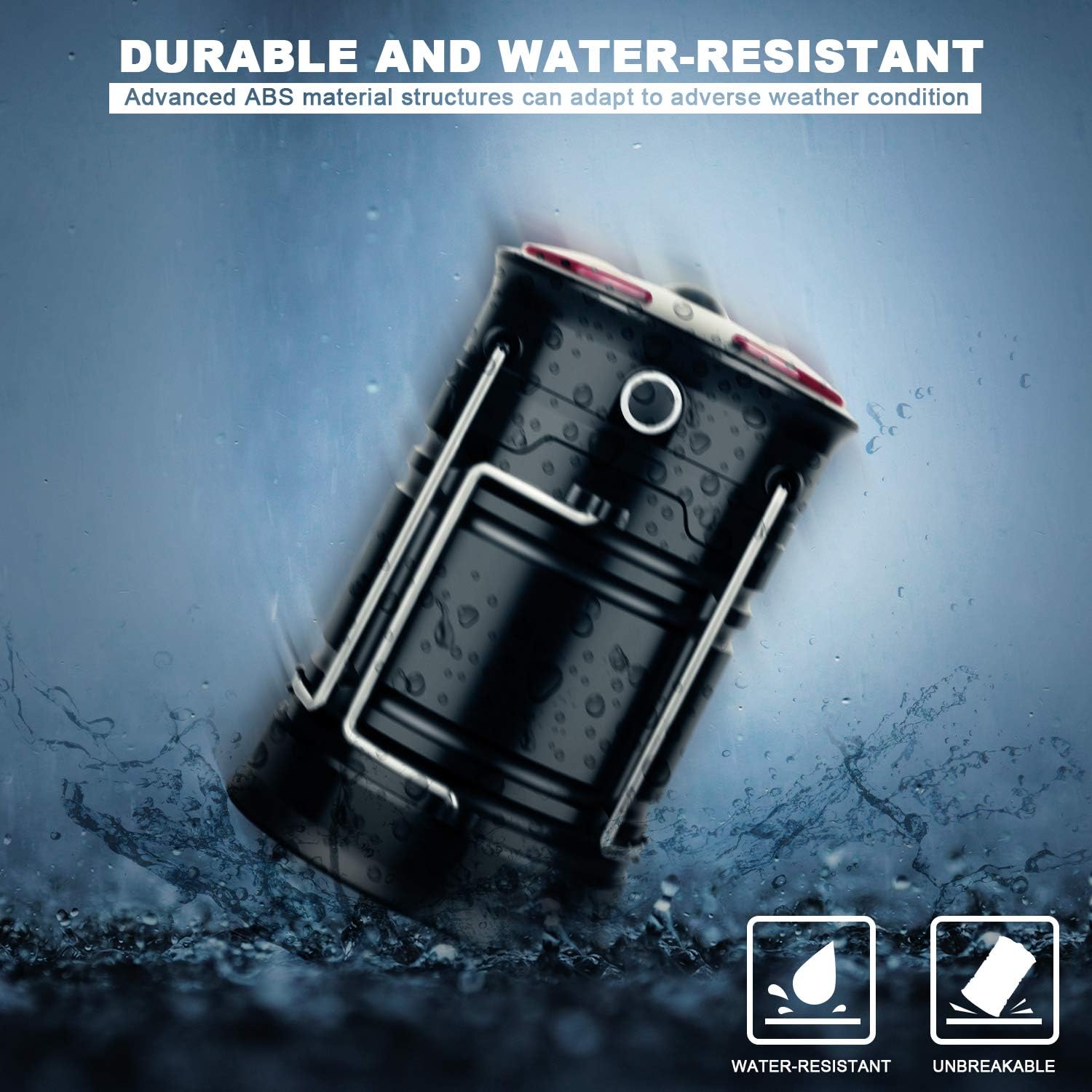 2-Piece Rechargeable LED Camping Lantern with Red Warning for Survival