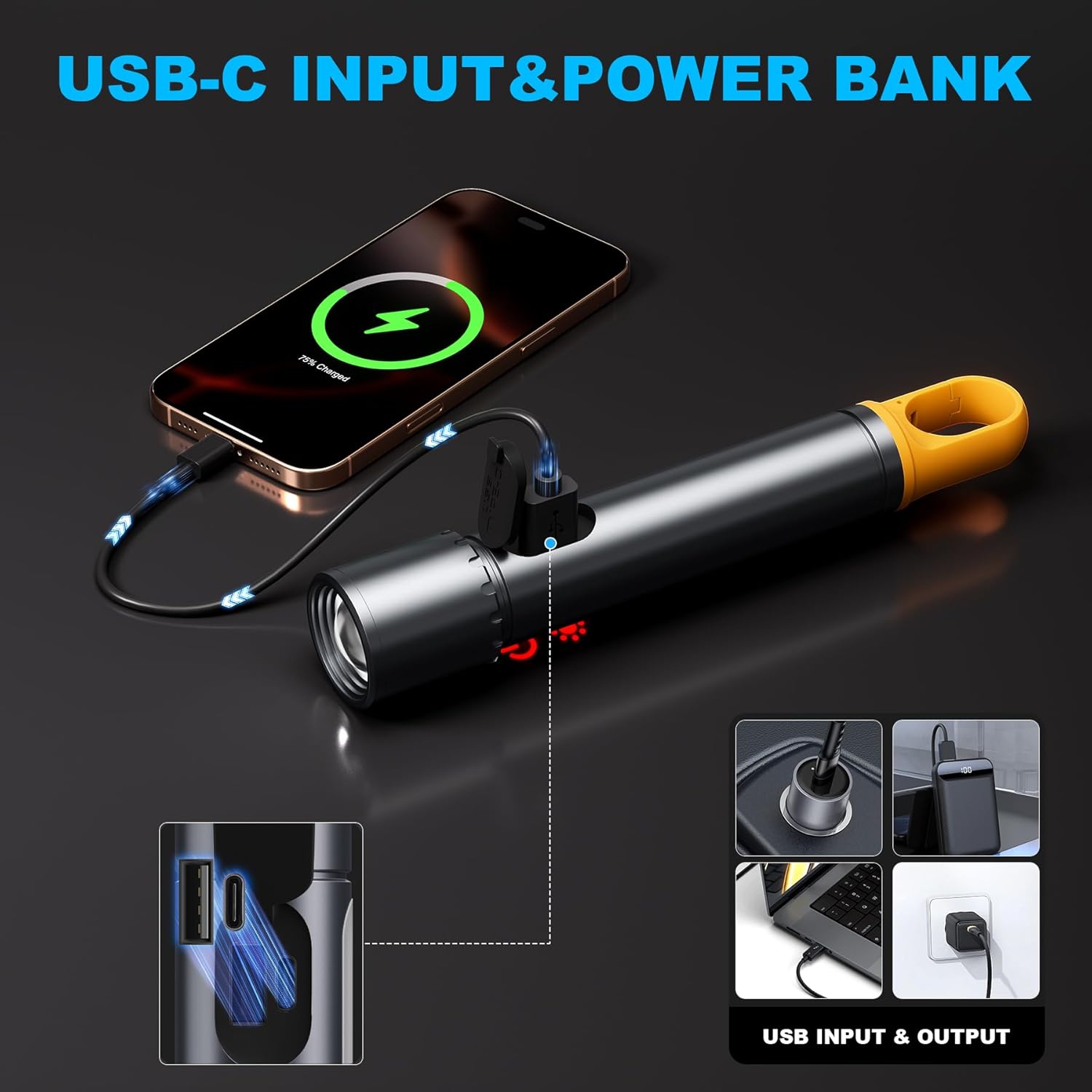 Flashlight Rechargeable LED Magnetic with 9 Modes