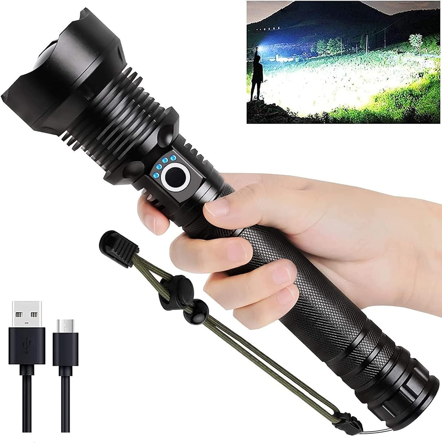 Brighter nights with Lyltings rechargeable LED flashlight 990000 lumens 5 modes waterproof reliable