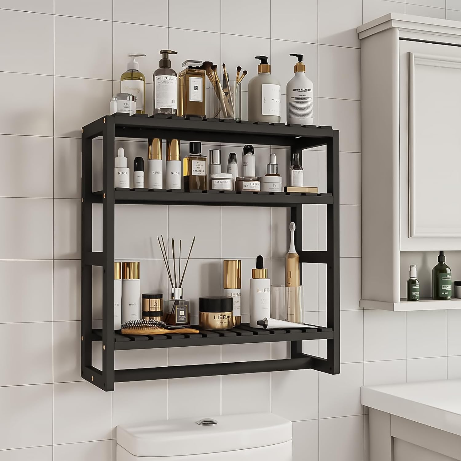 Bathroom Storage Organizer with Bamboo Shelf