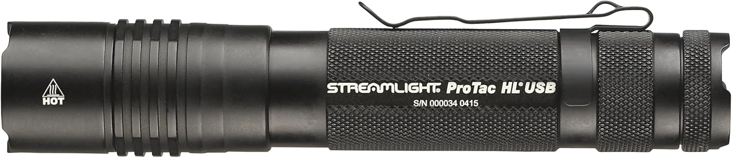 High-Lumen ProTac multi-fuel USB tactical flashlight with 1000-lumen output