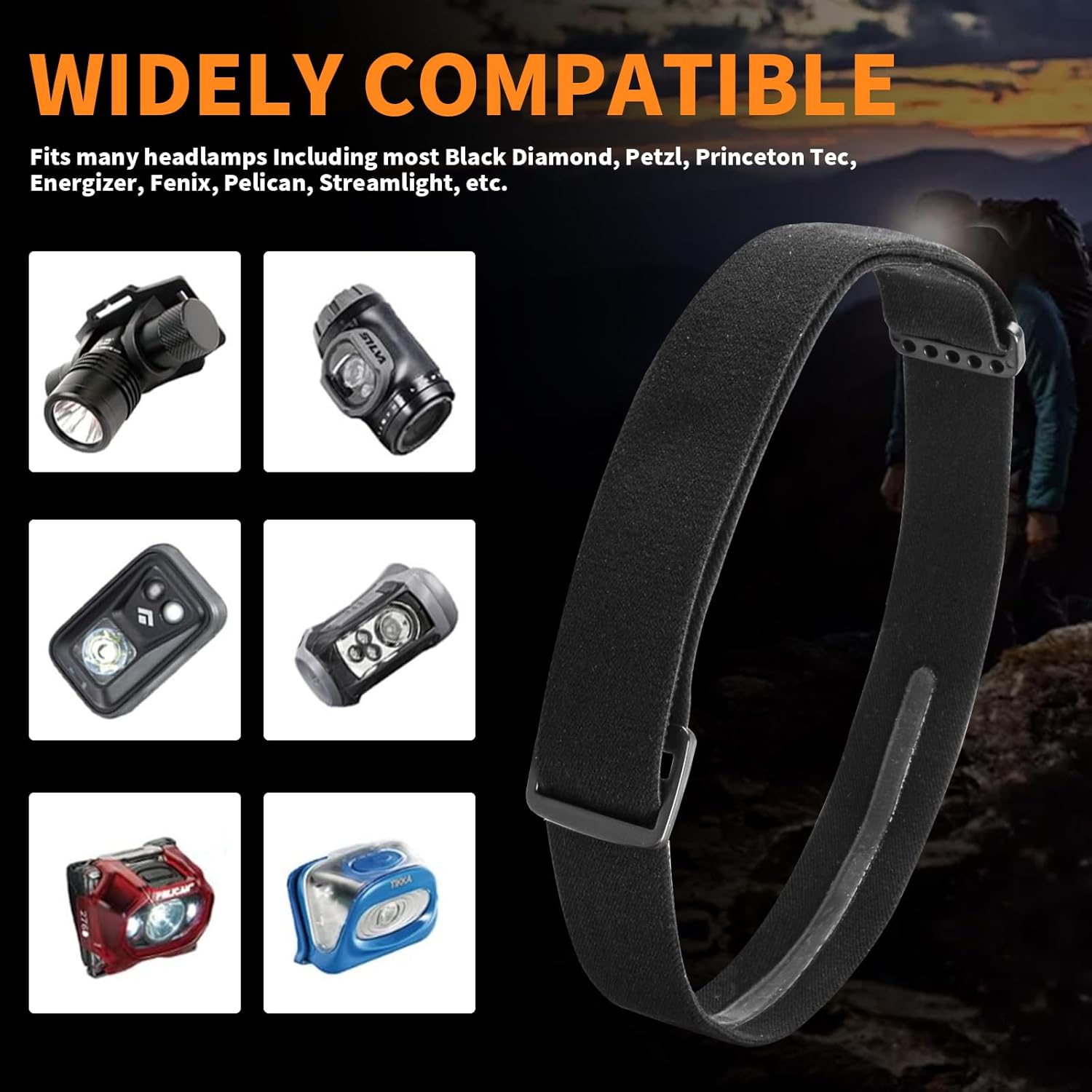 AHULIAO Elastic Headlamp Strap 1 - 2 Pack
