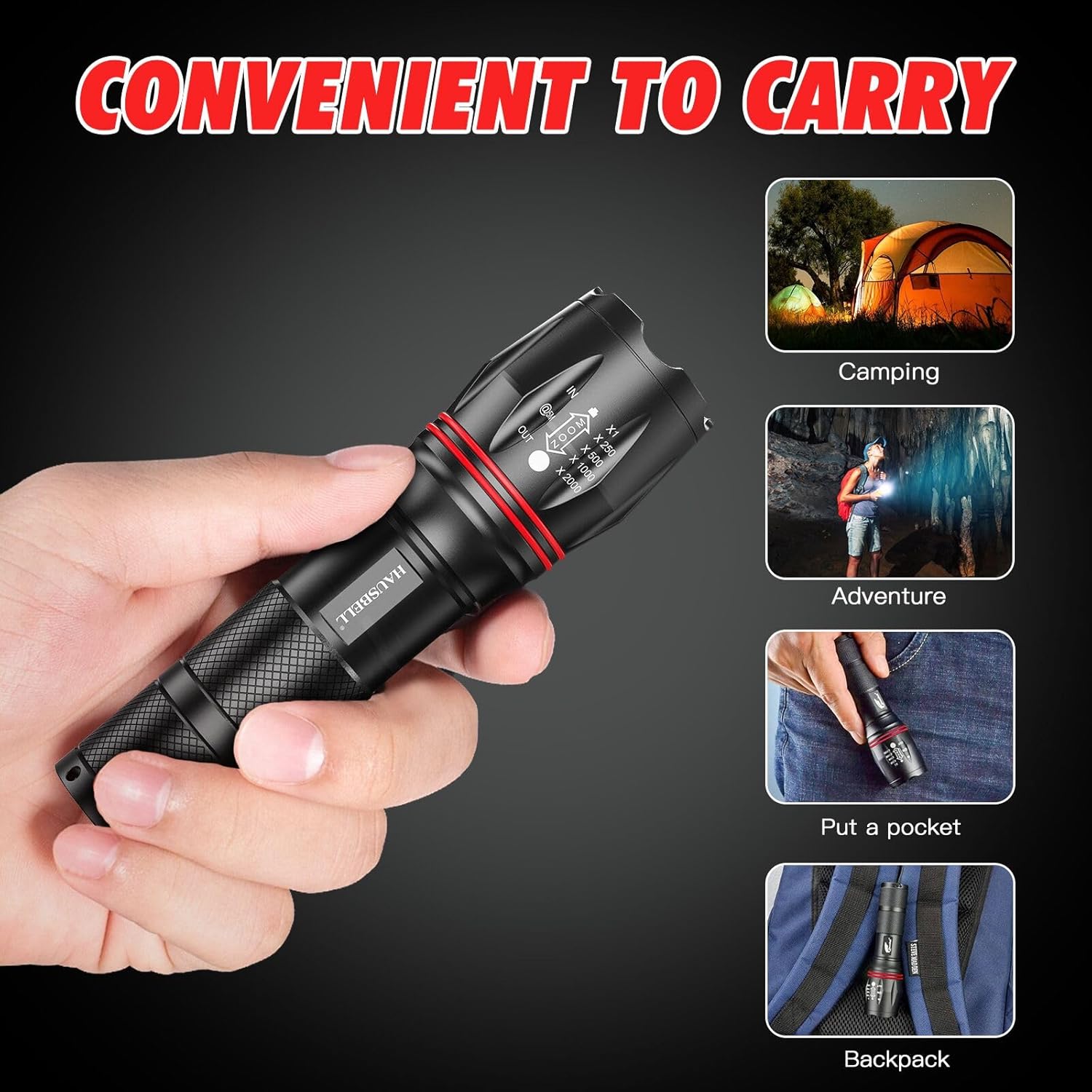 HAUSBELL A100 LED Flashlight - Bright Compact and Tough