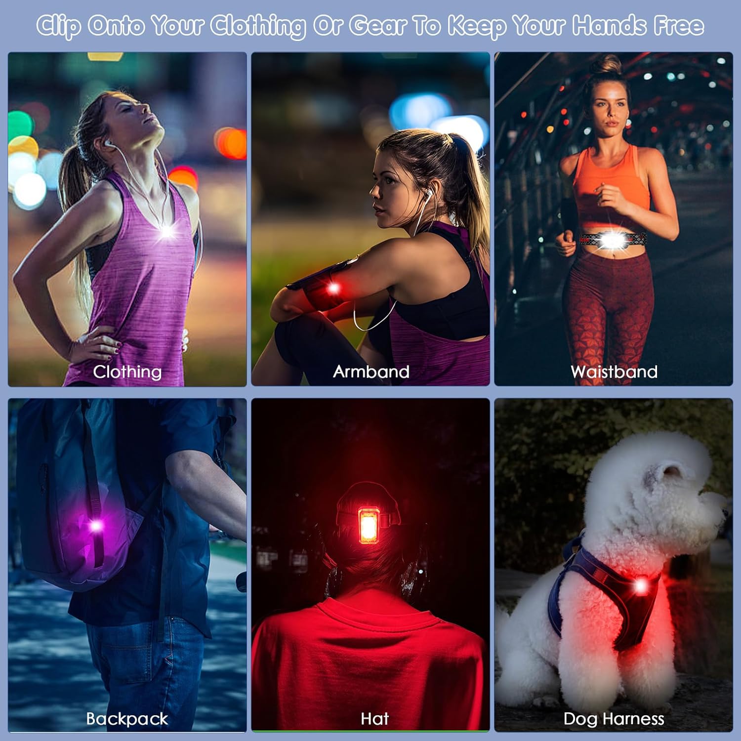 2-Piece Clip-On Running Lights for Night Safety