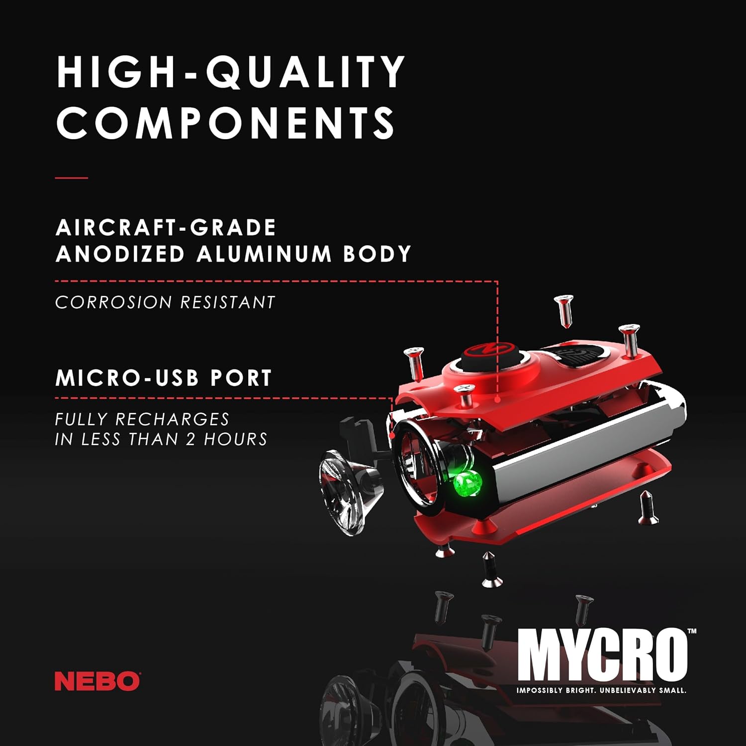 NEBO Mycro Rechargeable LED Flashlight Keychain