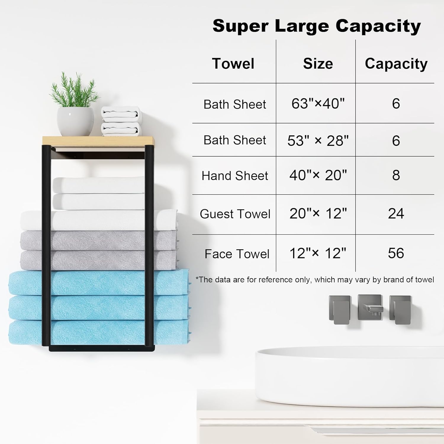 Bathroom Towel Rack Black