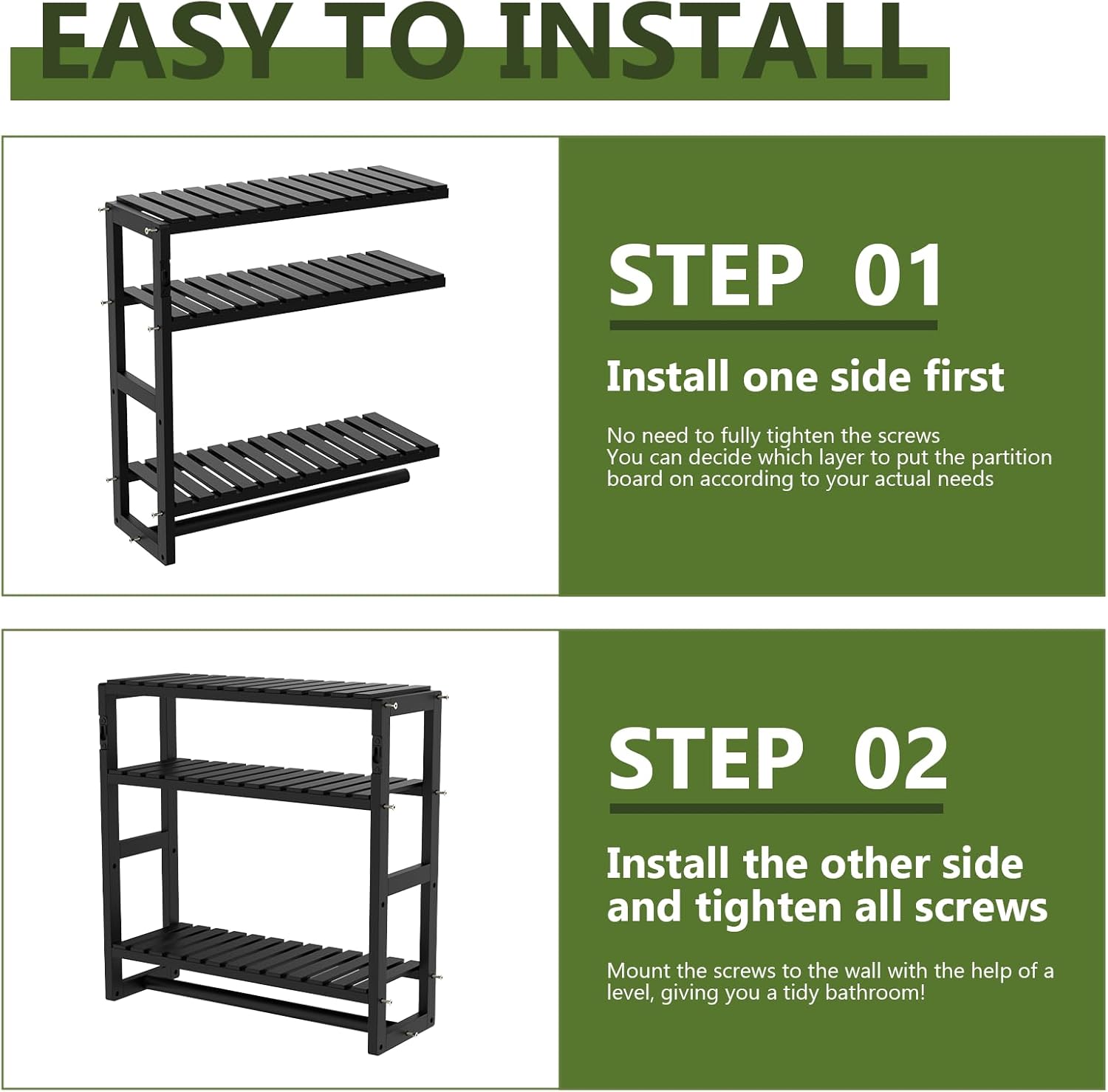 Bathroom Storage Organizer with Bamboo Shelf