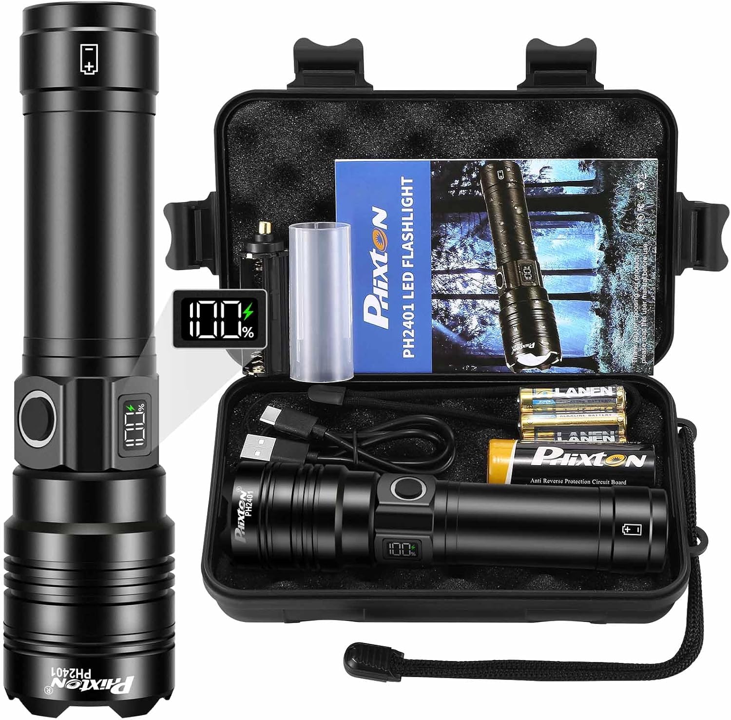 Rechargeable flashlight for emergency use - High brightness LED