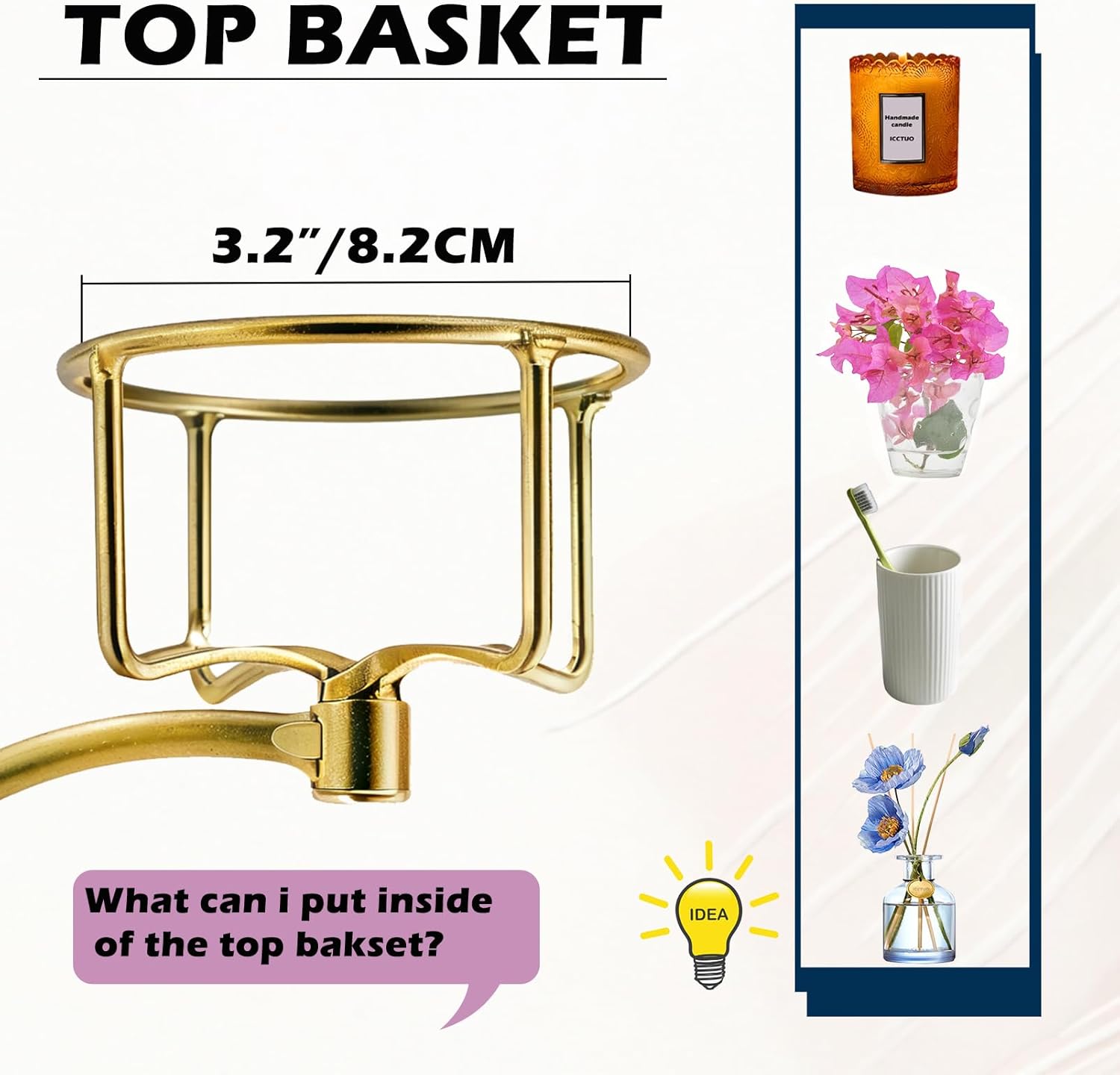 Gold-Tone Towel Holder with Candle Bin for Bathroom More