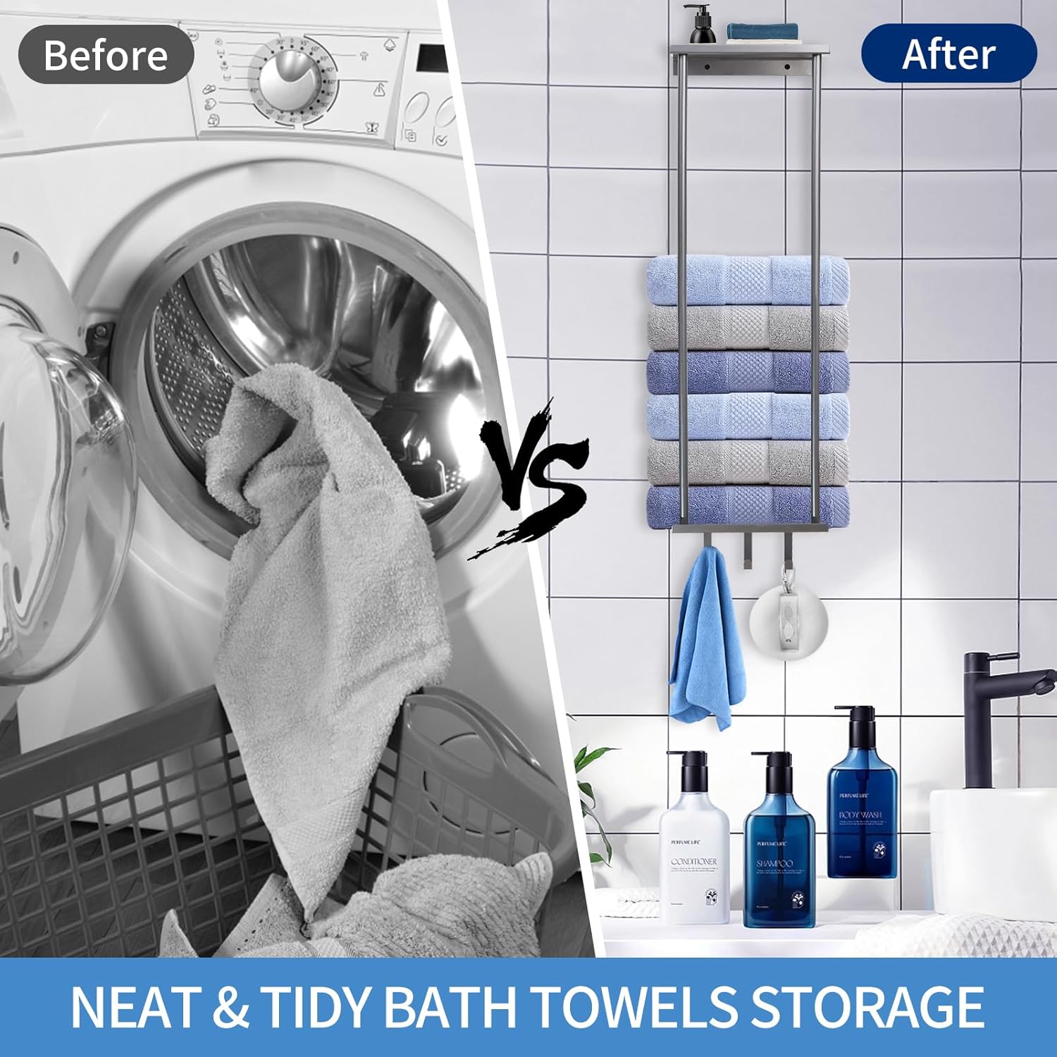 StylishToArray Wall-Mounted Towel Rack Space-Saving Modern Design