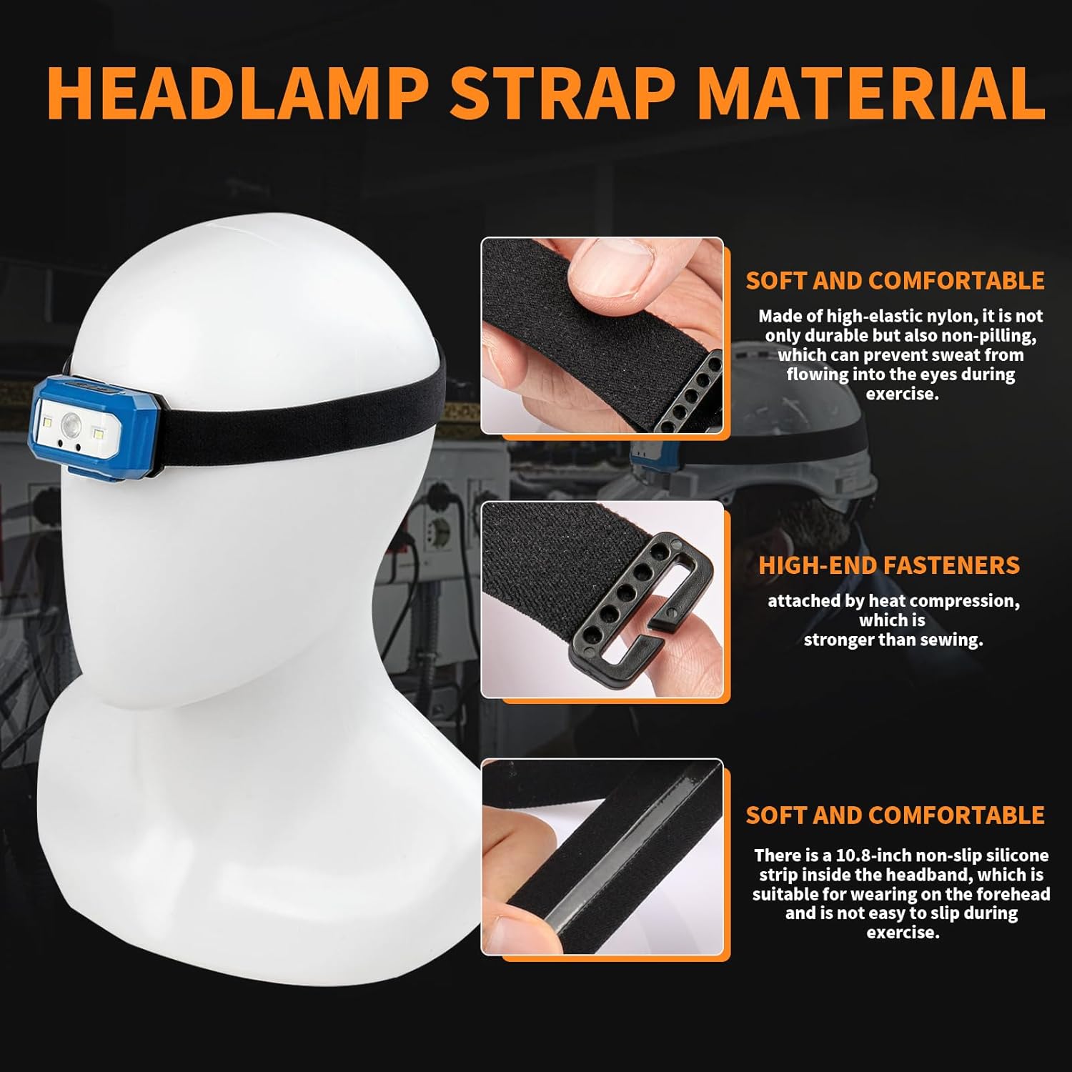 AHULIAO Elastic Headlamp Strap 1 - 2 Pack