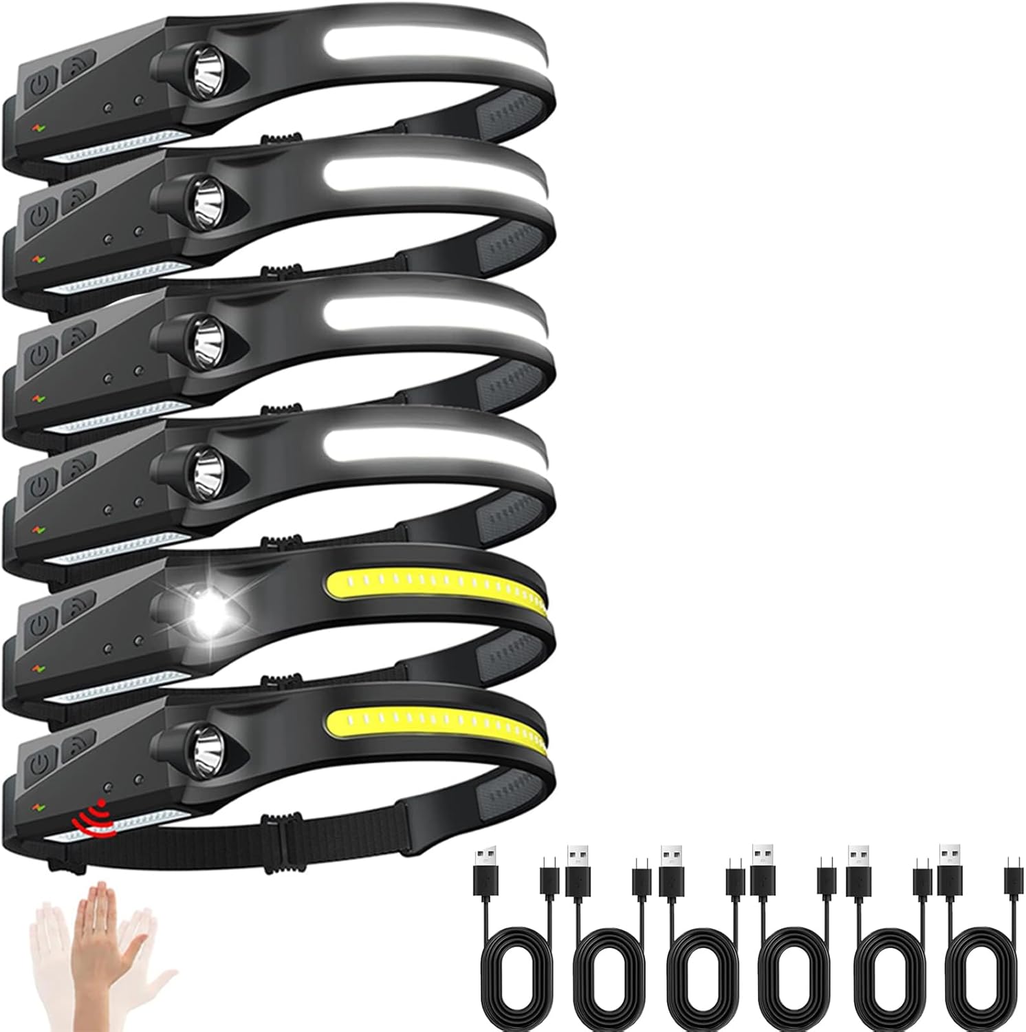 6-Piece Rechargeable LED Headlamp Set