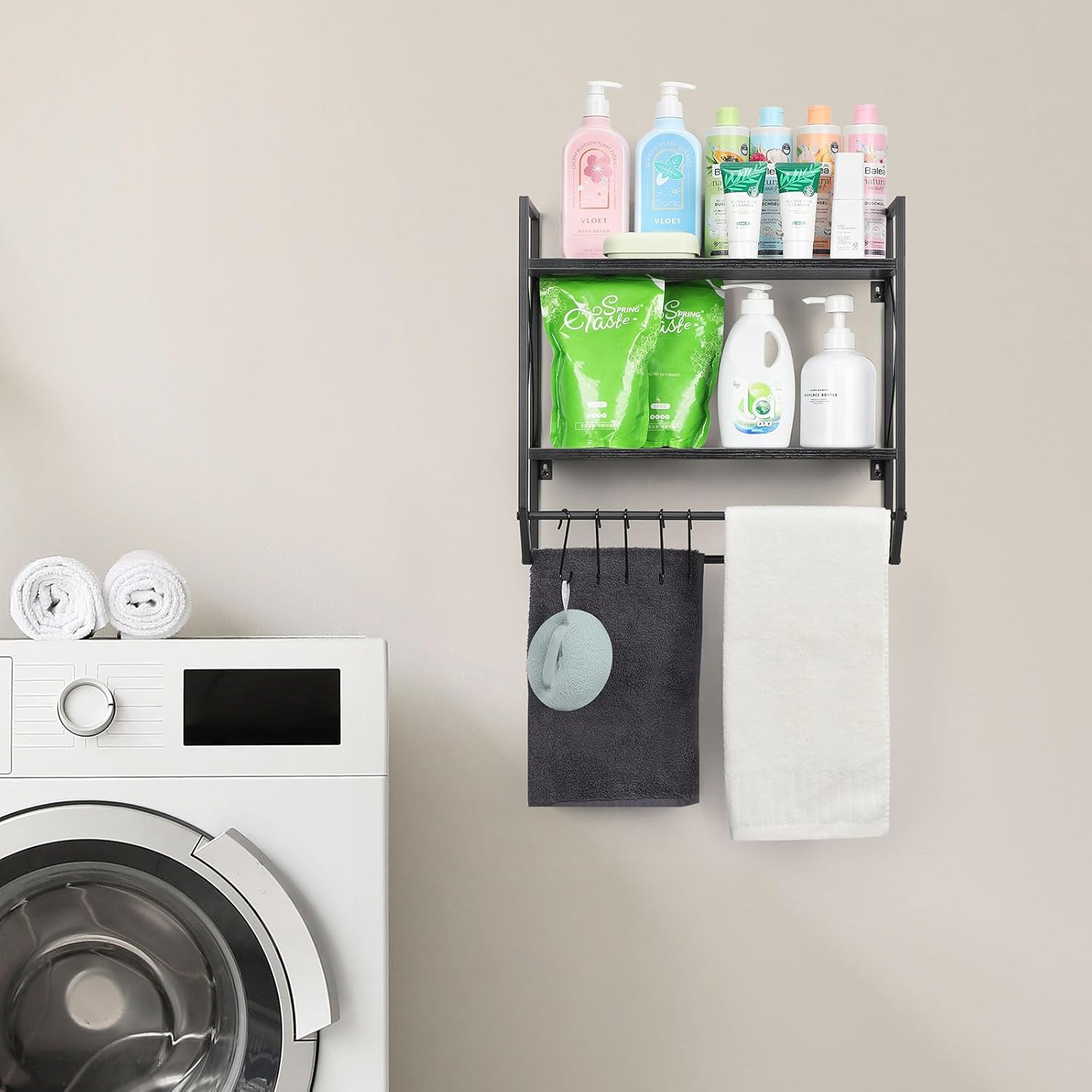 Bath Towel Shelf Dual Storage Solution
