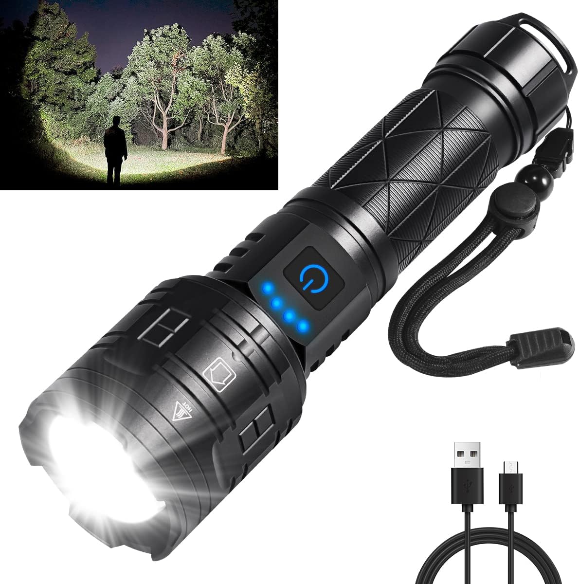 Powerful emerged tactical flashlight