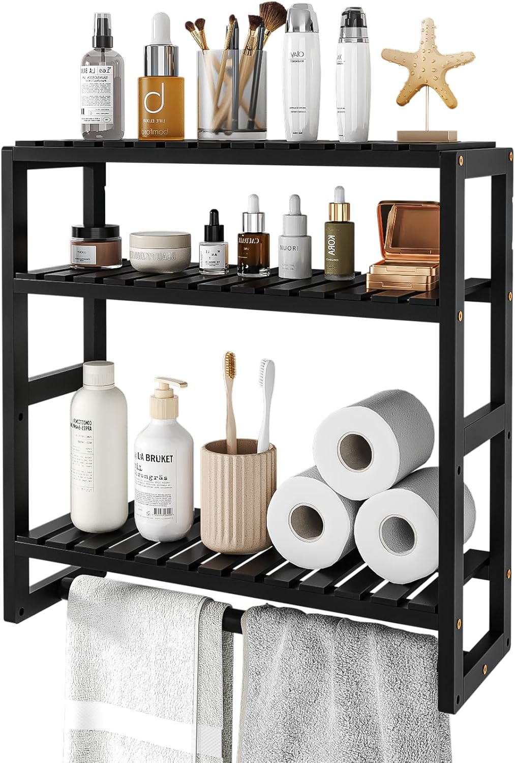 Bathroom Storage Organizer with Bamboo Shelf