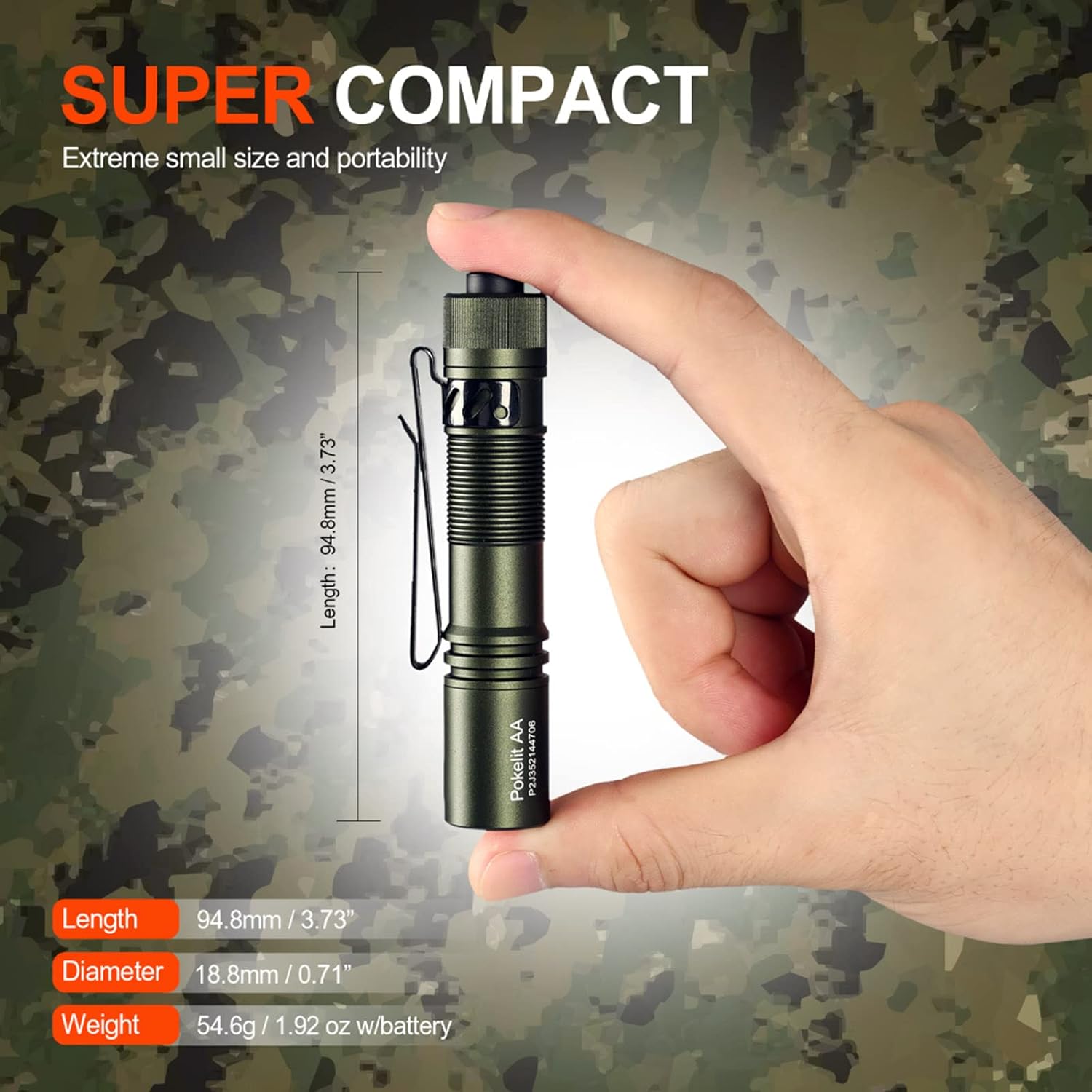 Rechargeable Mini Flashlight with Clip - 550 High Lumens