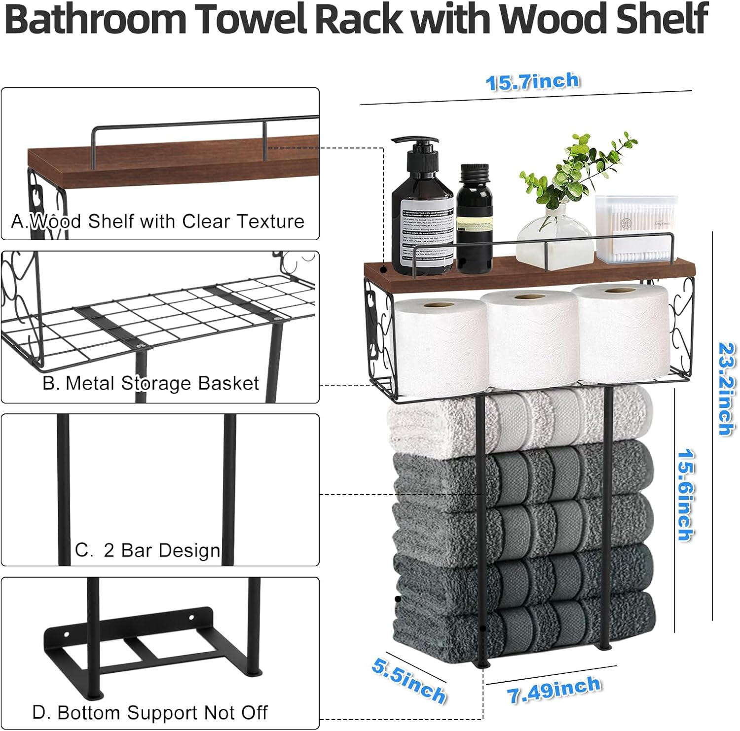 Stylish Wall-Mount Towel Rack for Efficient Storage